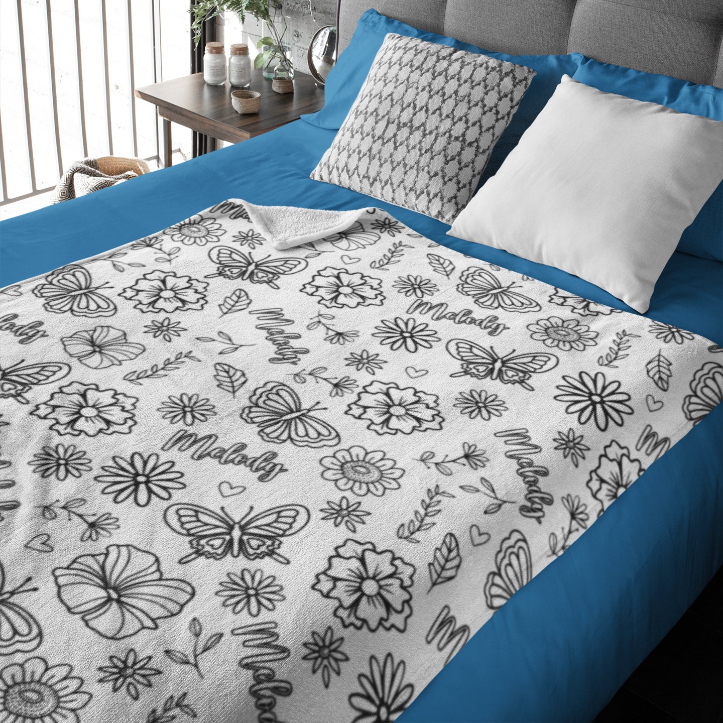 Personalized Butterfly Flowers Doodle Blankets??- Gift for Kids