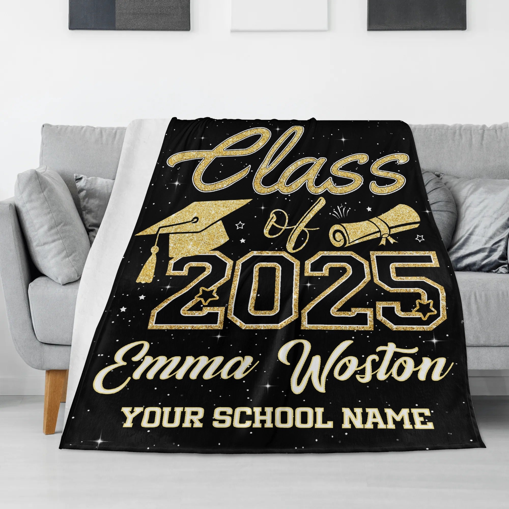 Personalized Customized Class of 2025 Graduations Name Blankets - Graduation Gift