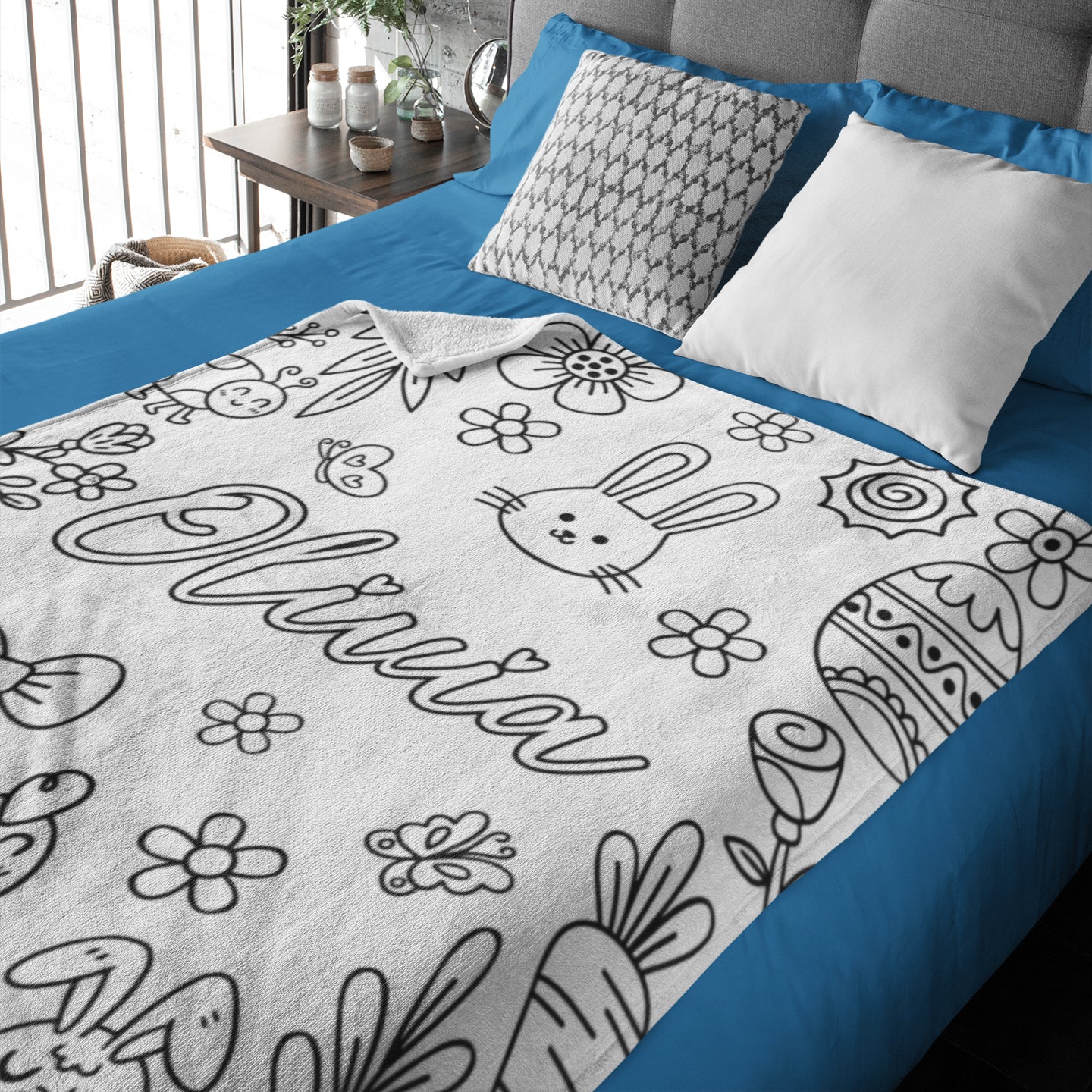 Personalized Cute Easter Coloring Blankets??- Gift for Kids