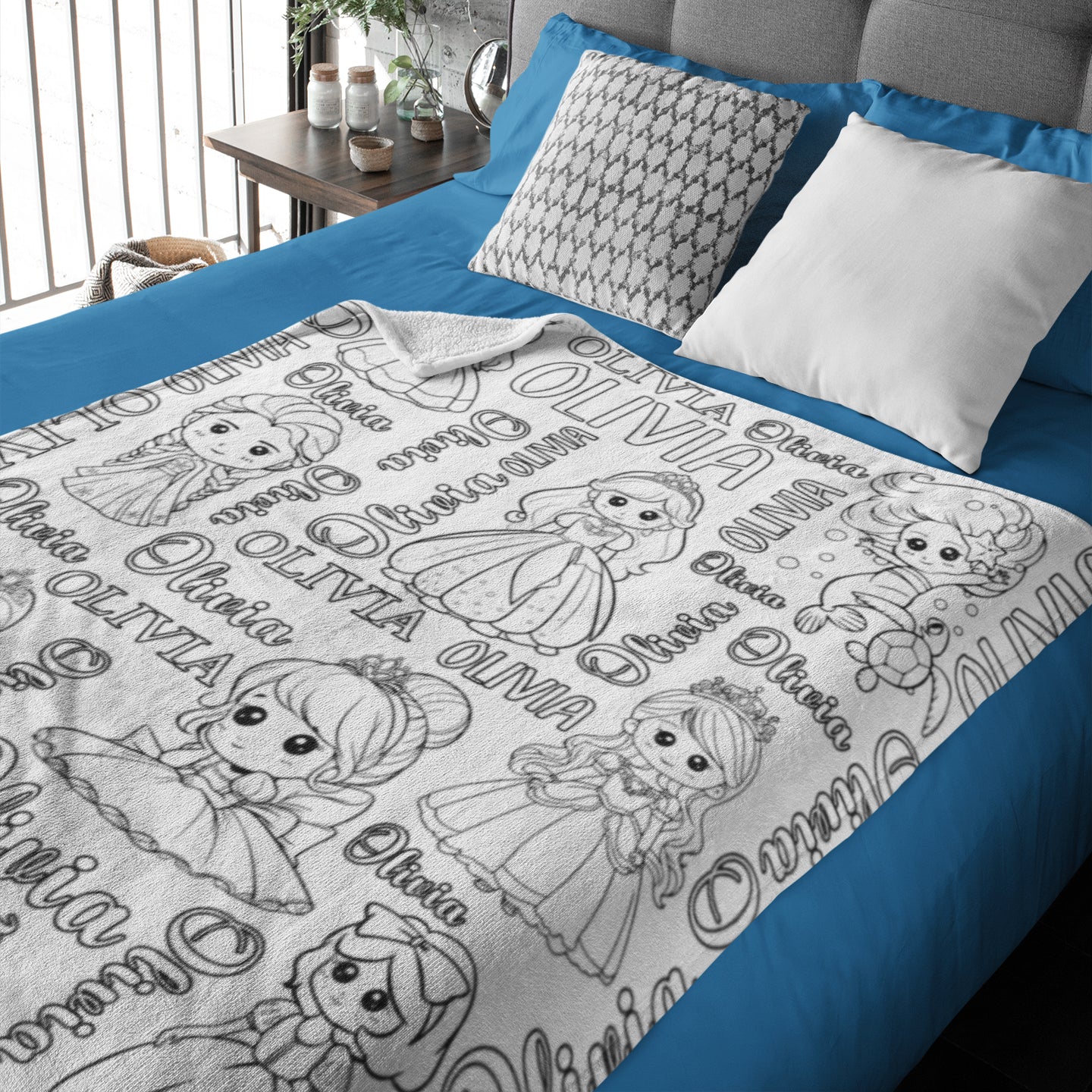 Personalized Cute Princess Girl Doodle Blankets??- Gift for Kids