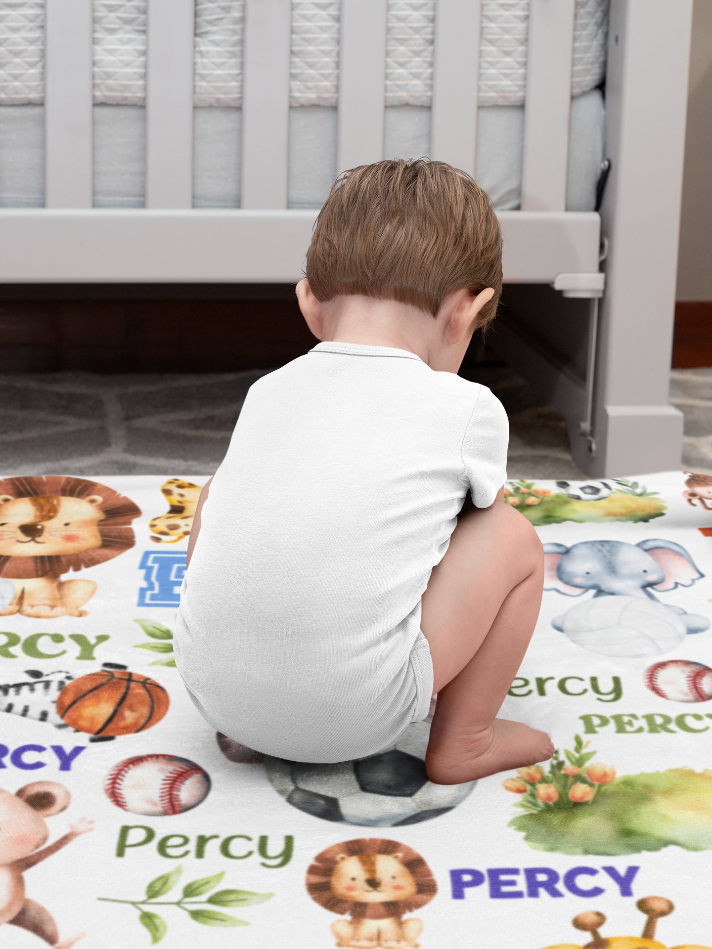 Personalized Safari Sports Children's Name Blankets - Gift for Kids