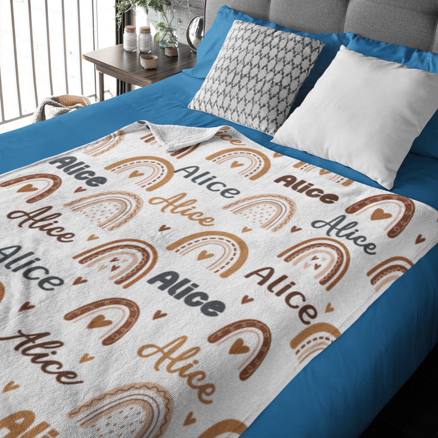 Personalized Love Rainbow Name Blanket - Gift for Kids