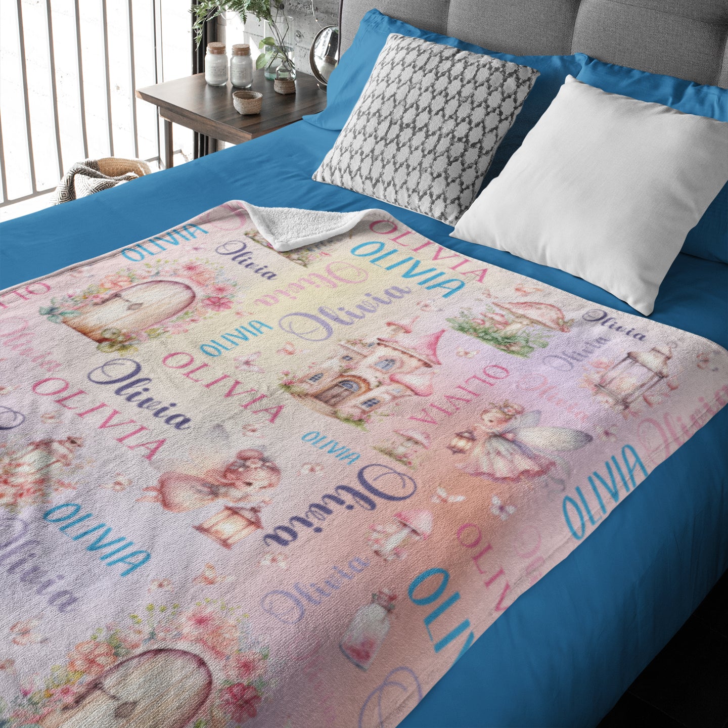 Personalised Fairy Butterfly Girl Name Blankets - Gift for Kids