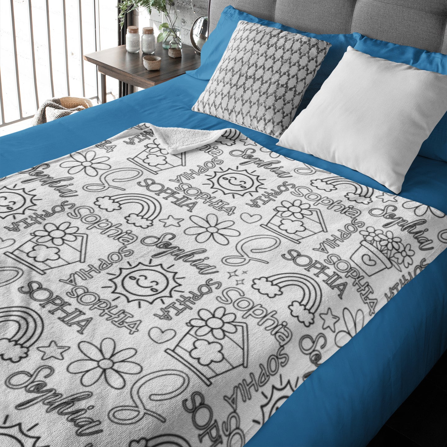 Personalized Rainbow Girl Doodle Blankets??- Gift for Kids