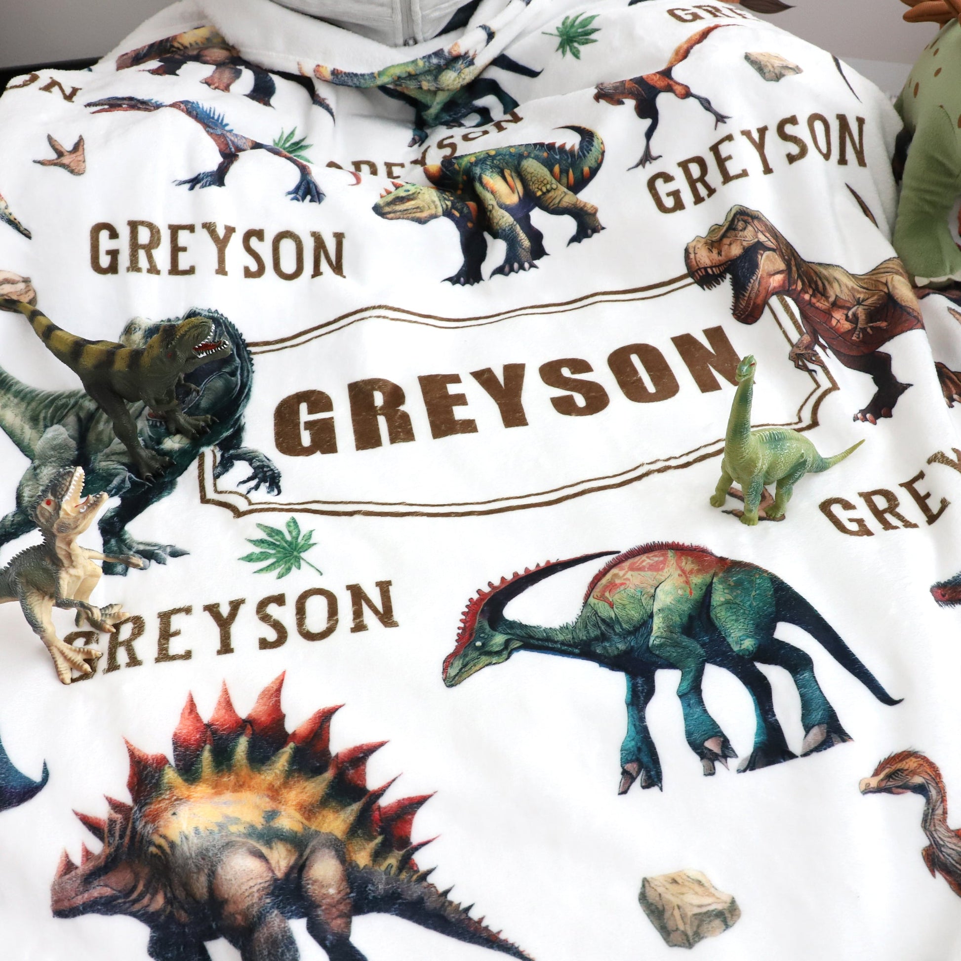 Personalized Dinosaurs Themed Boy Name Blanket - Gift for Kids