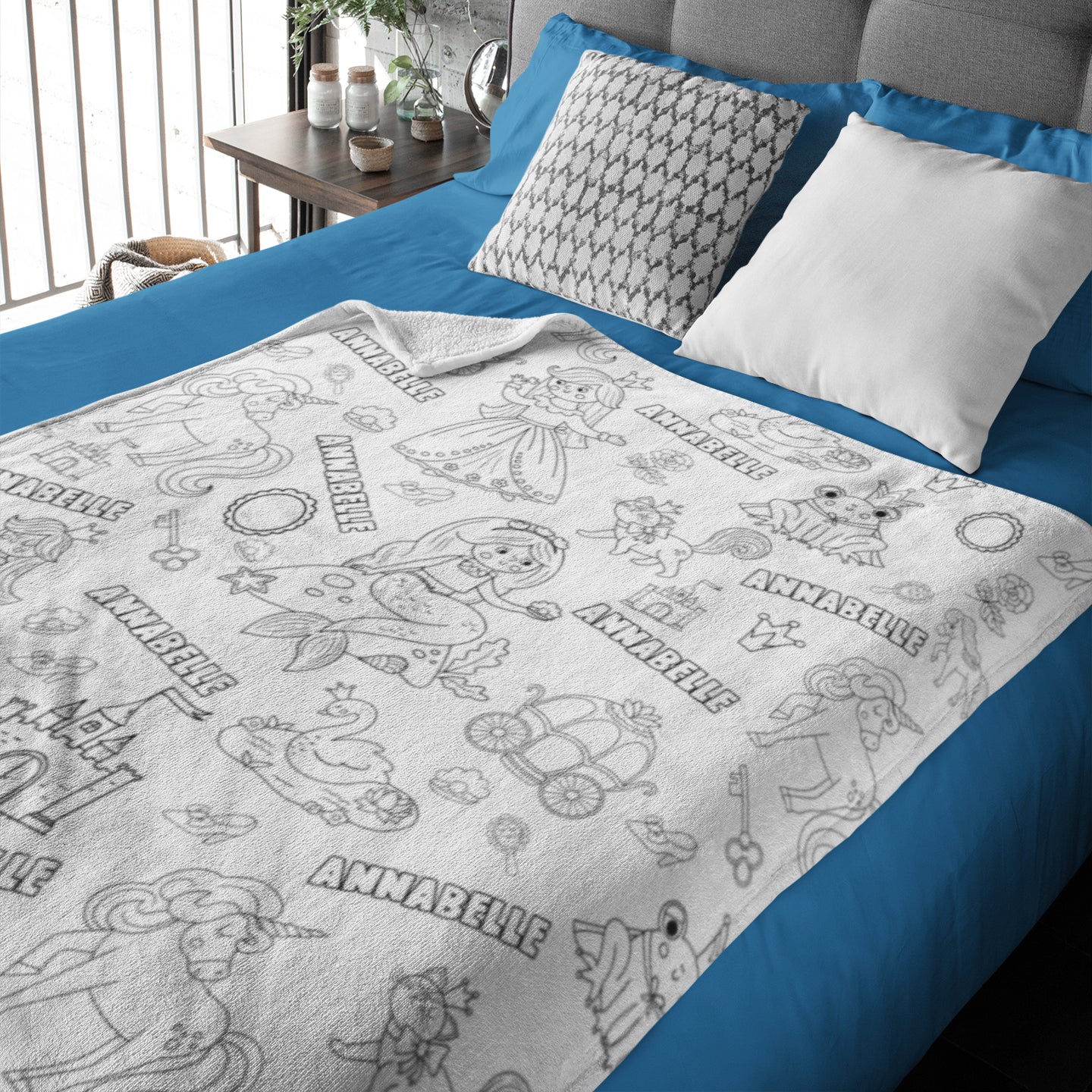 Personalised Castle Princess Fairytale Kids Colouring Blanket??- Gifts for Kids