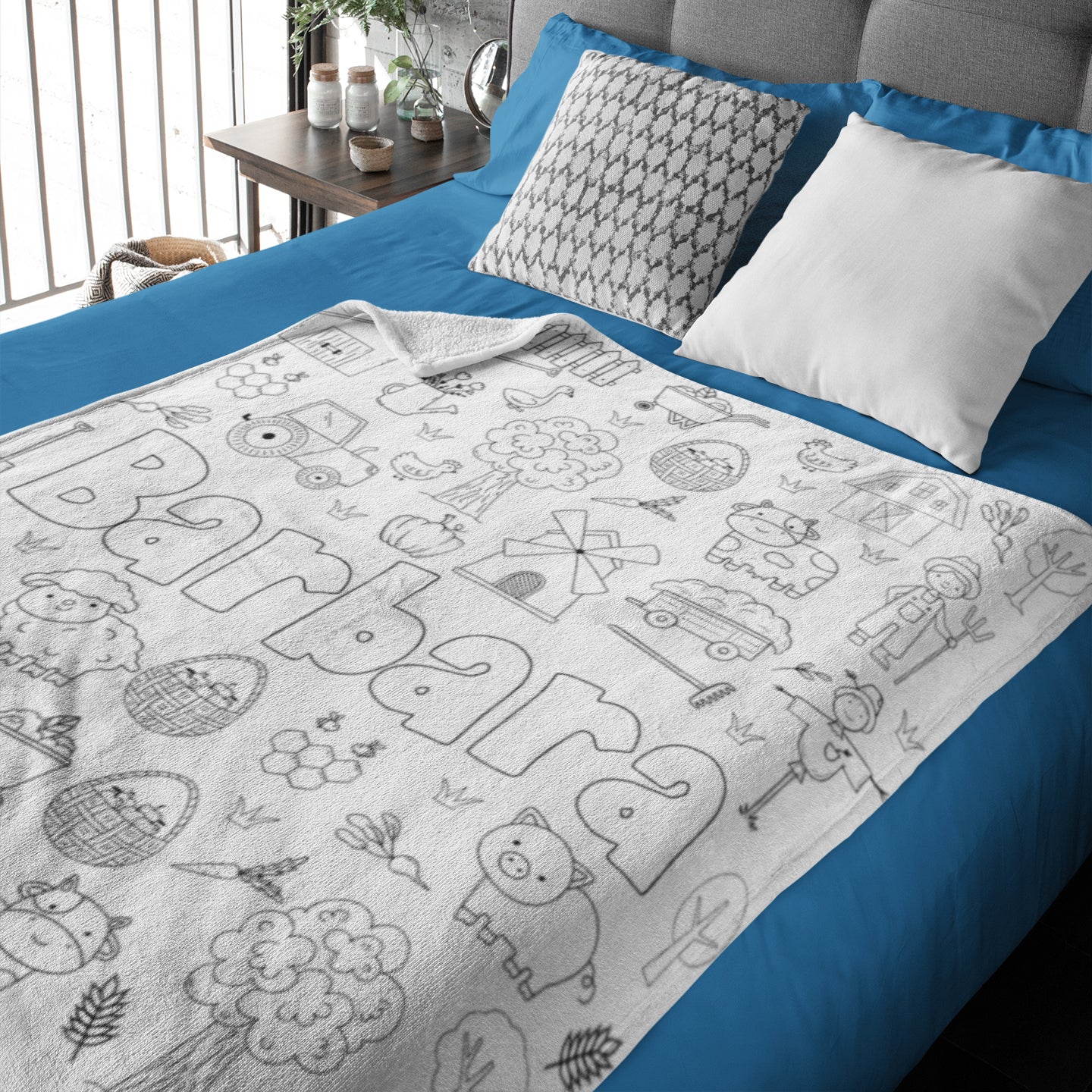 Personalized Cute Farm Doodle Blanket??- Gift for Kids