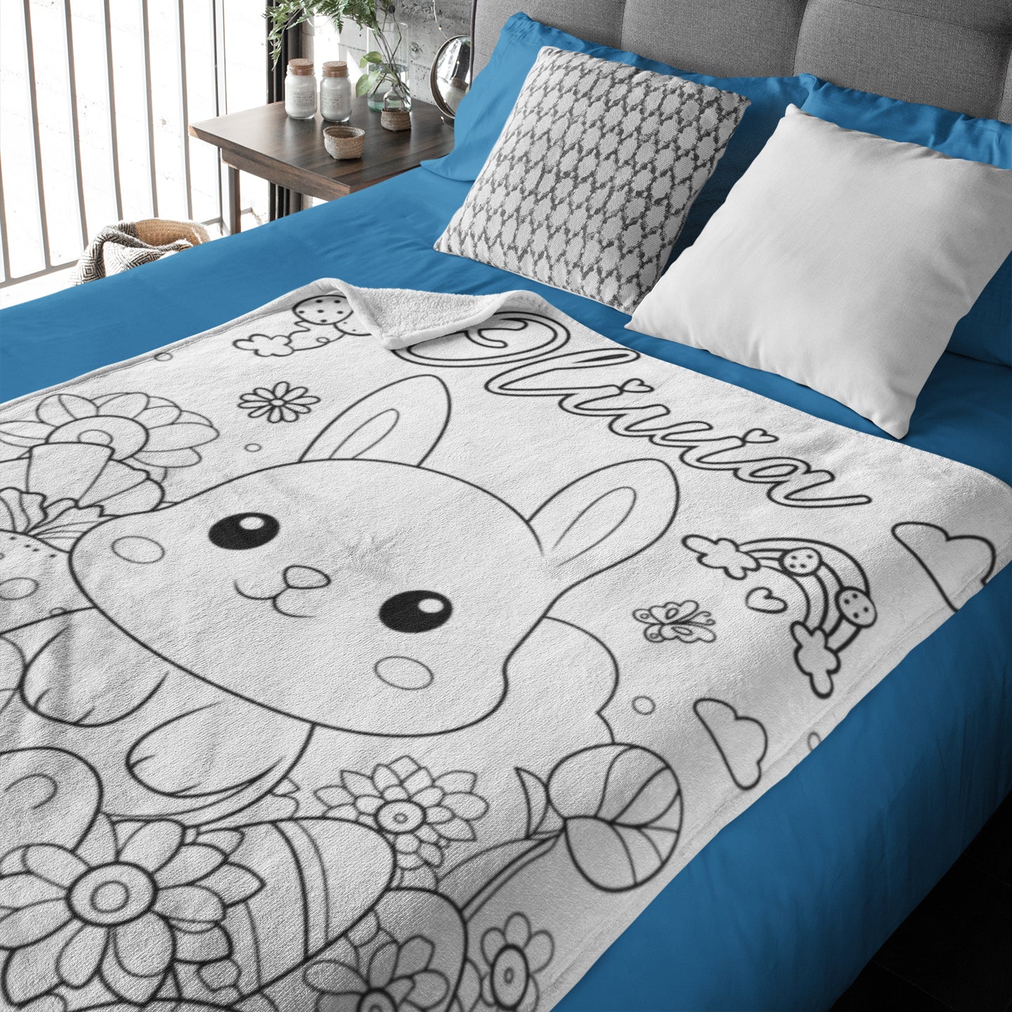 Personalized Cartoon Easter Coloring Blankets??- Gift for Kids