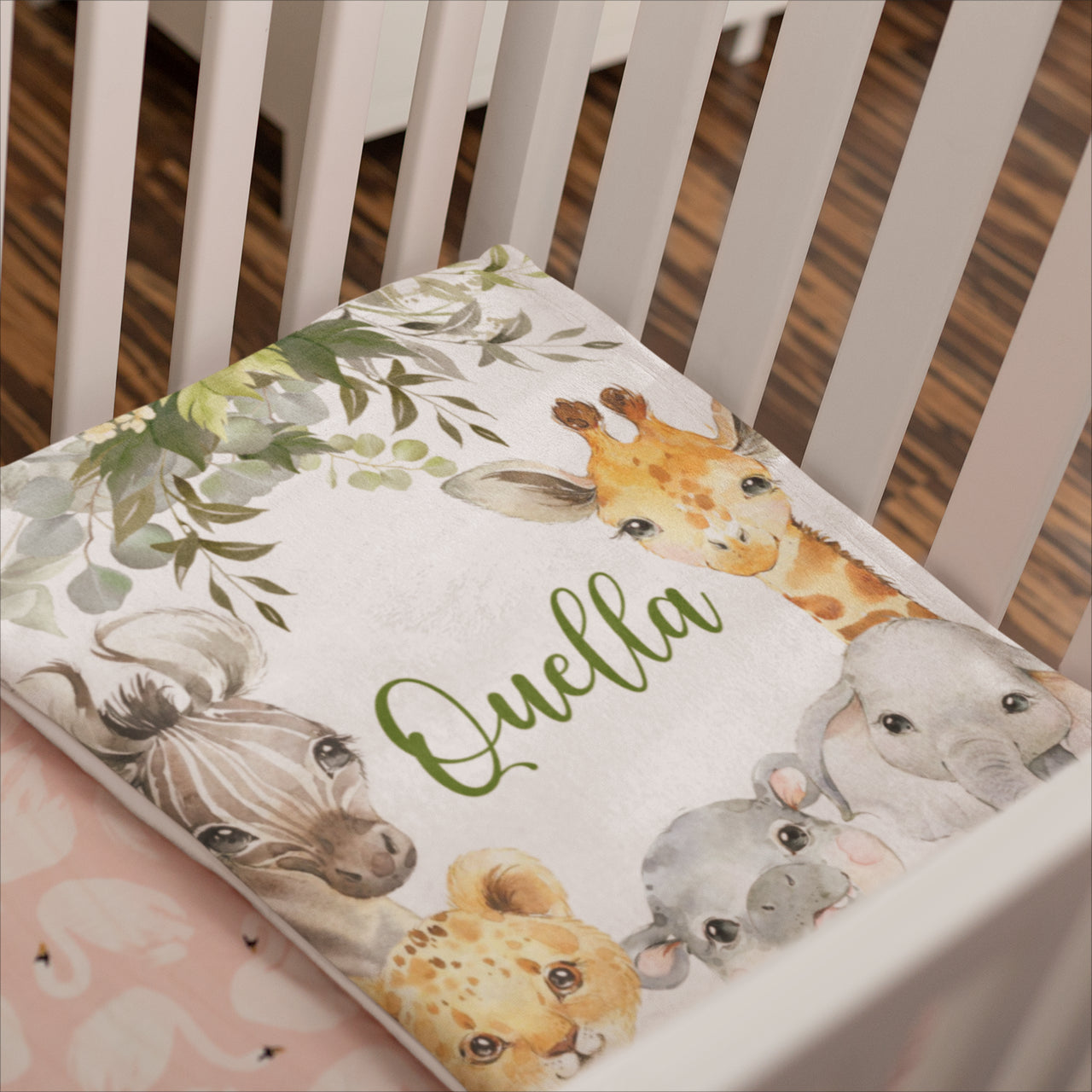 Personalized Safari Animal Party Blanket - Gift for Baby