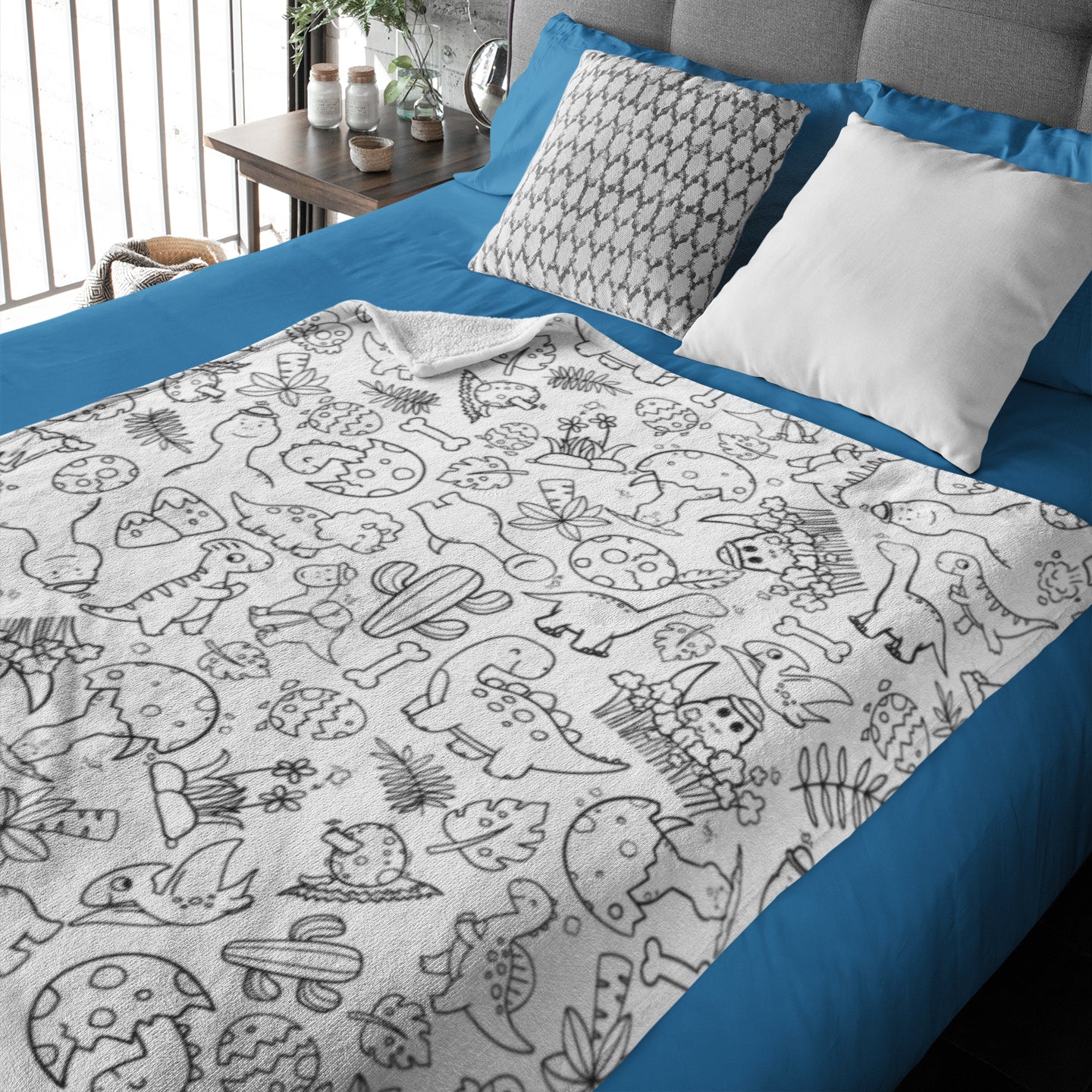 Cute Dinosaur Coloring Blanket??- Gift for Kids