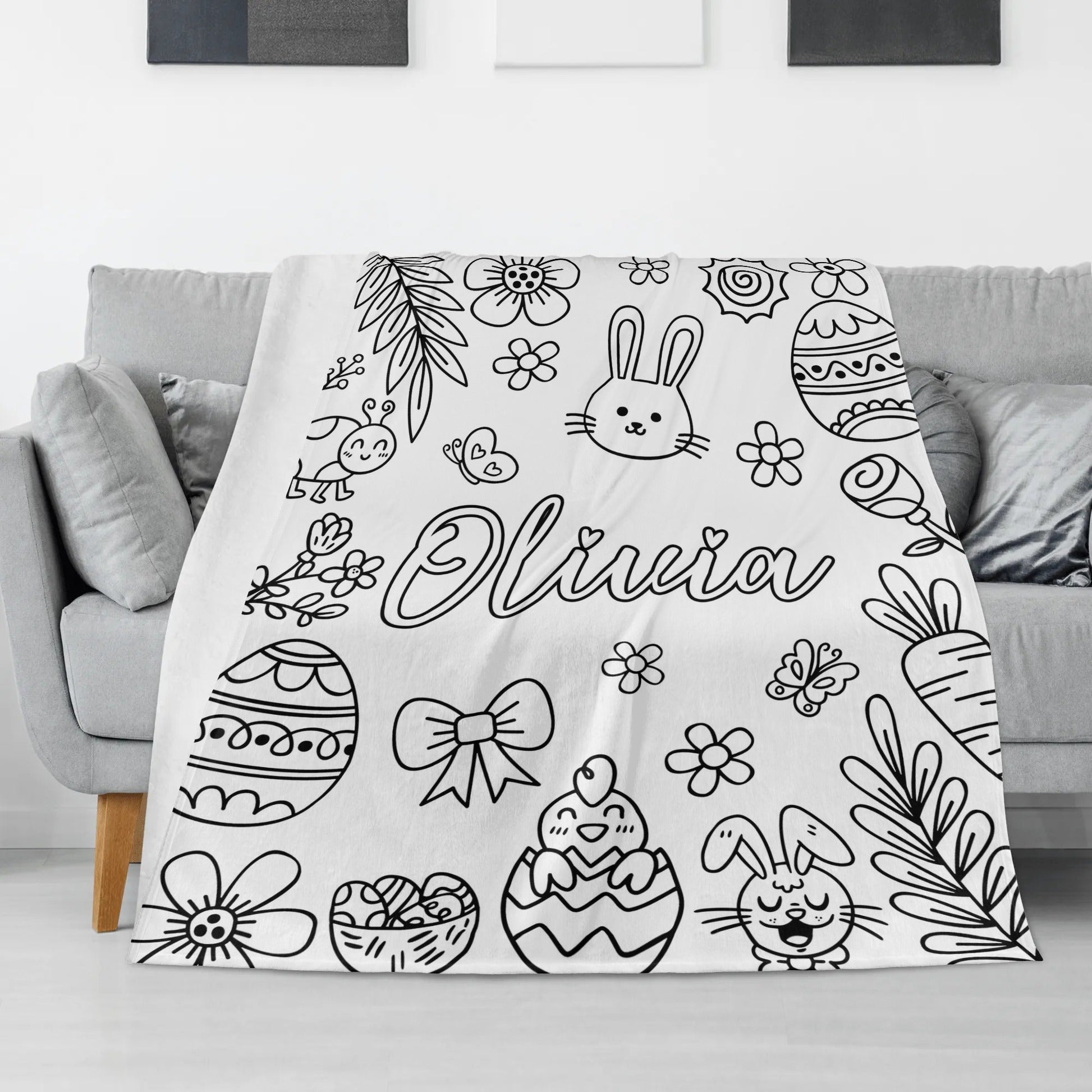 Personalized Cute Easter Coloring Blankets??- Gift for Kids