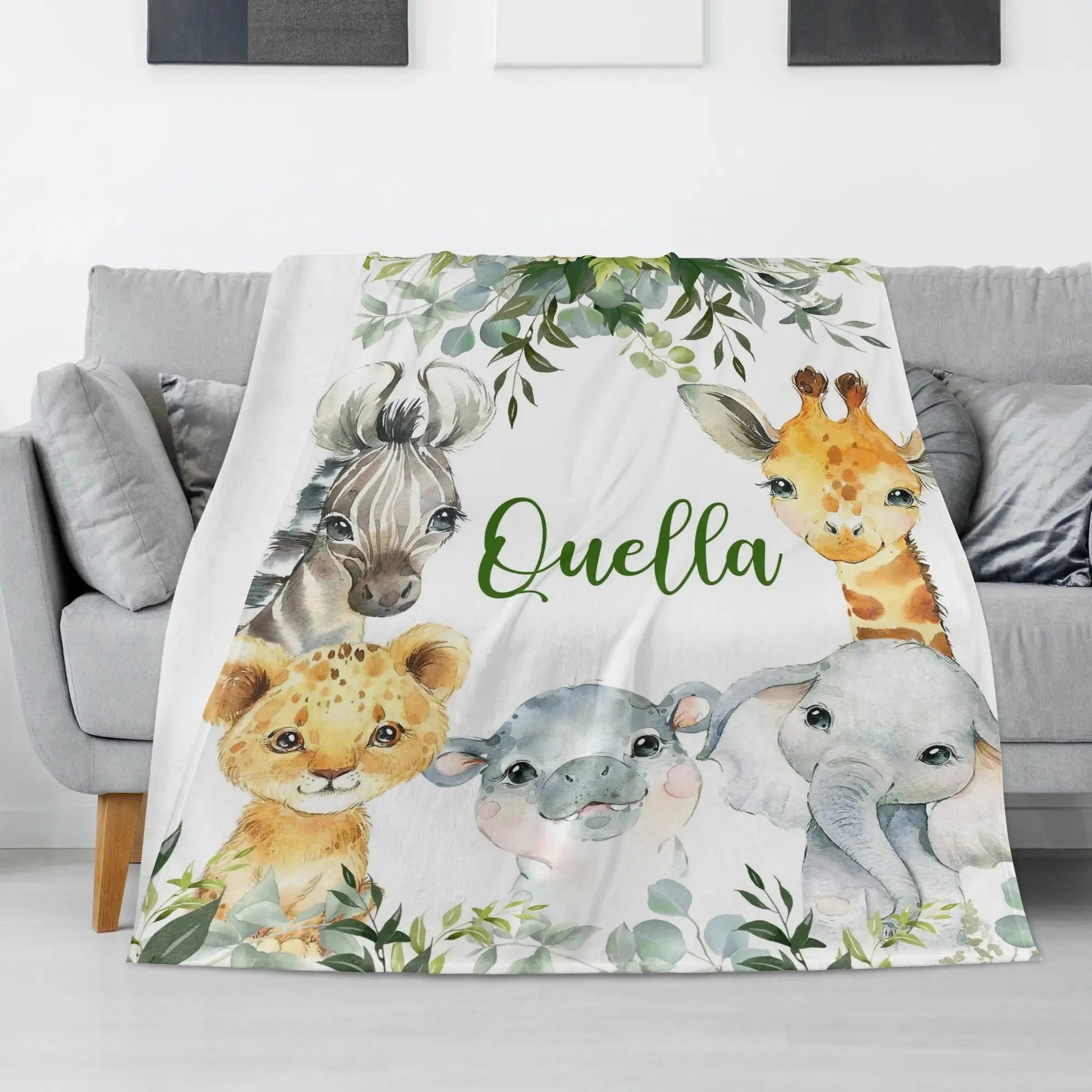 Personalized Safari Animal Party Blanket - Gift for Baby