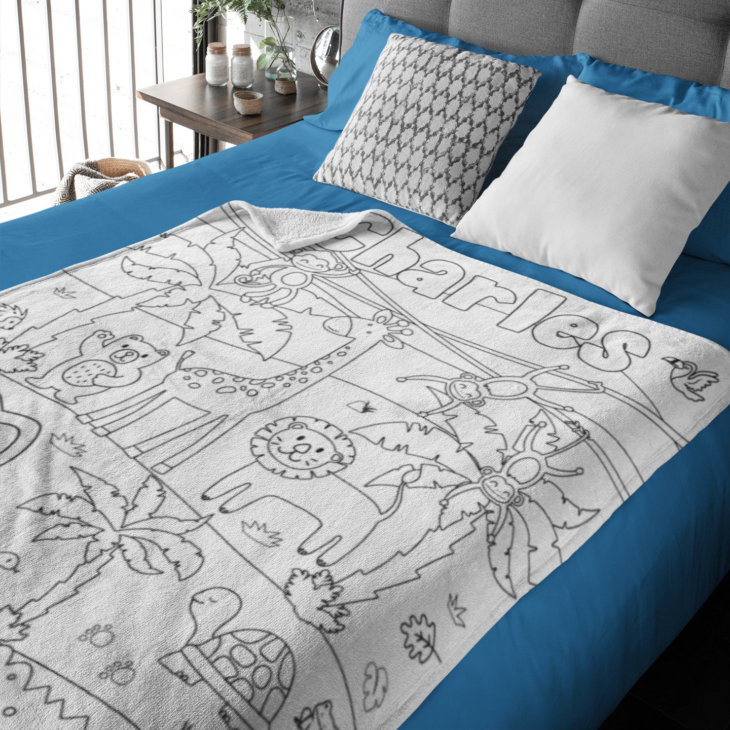 Personalized Forest Aminals Doodle Blankets??- Gift for Kids