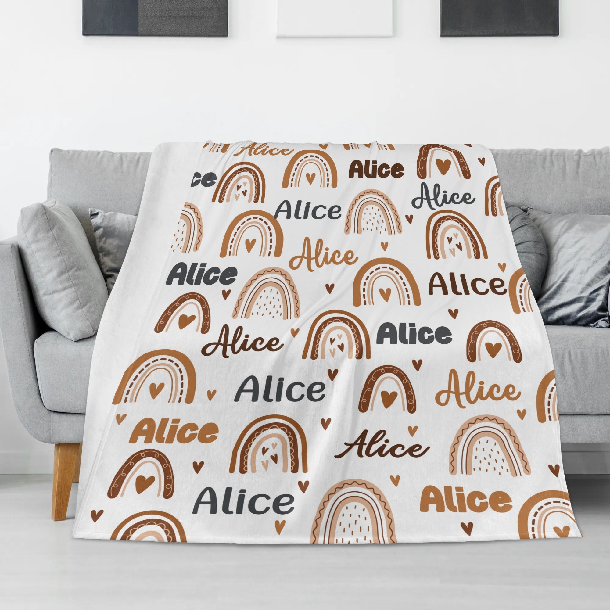 Personalized Love Rainbow Name Blanket - Gift for Kids