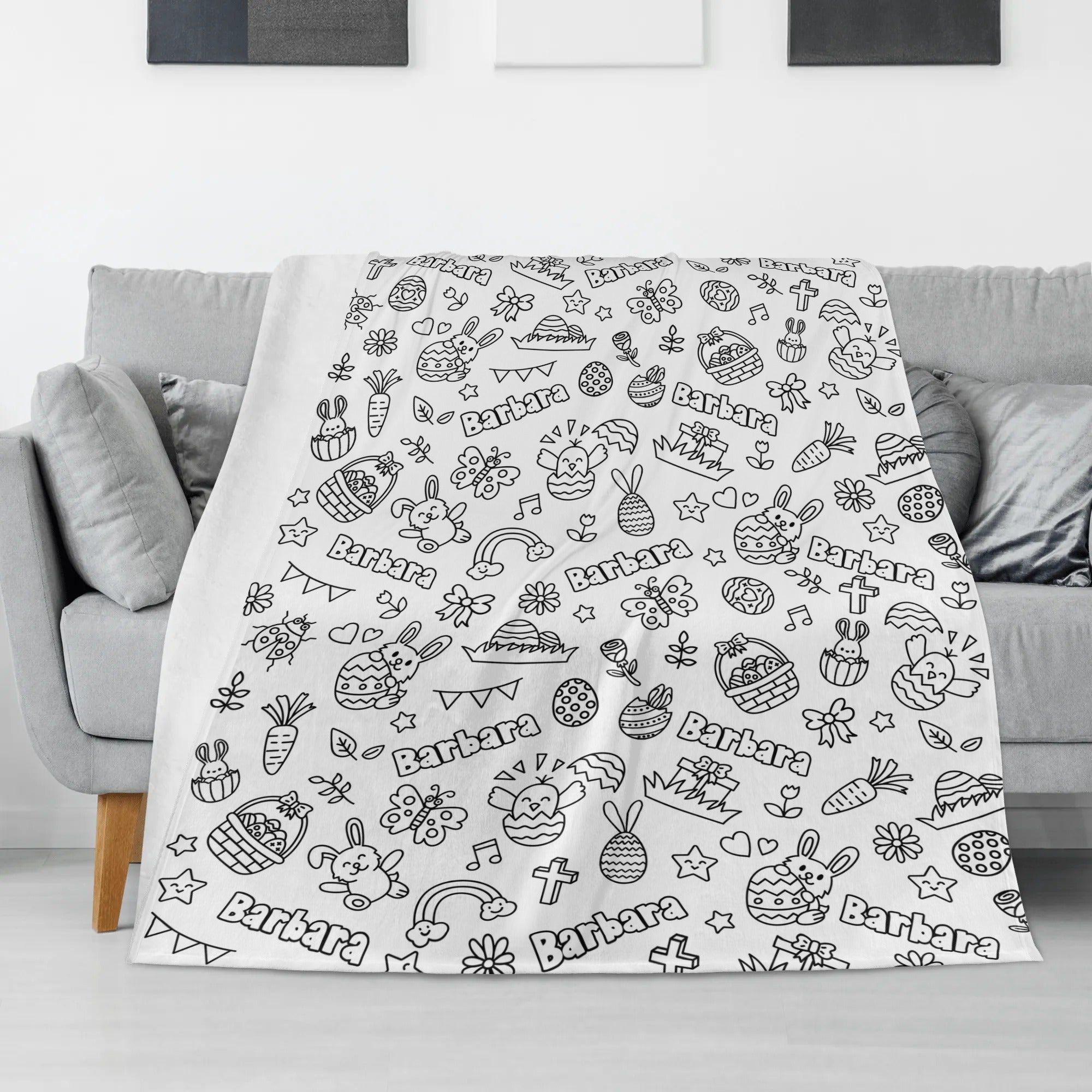 Personalized Cute Easter Doodle Blankets??- Gift for Kids
