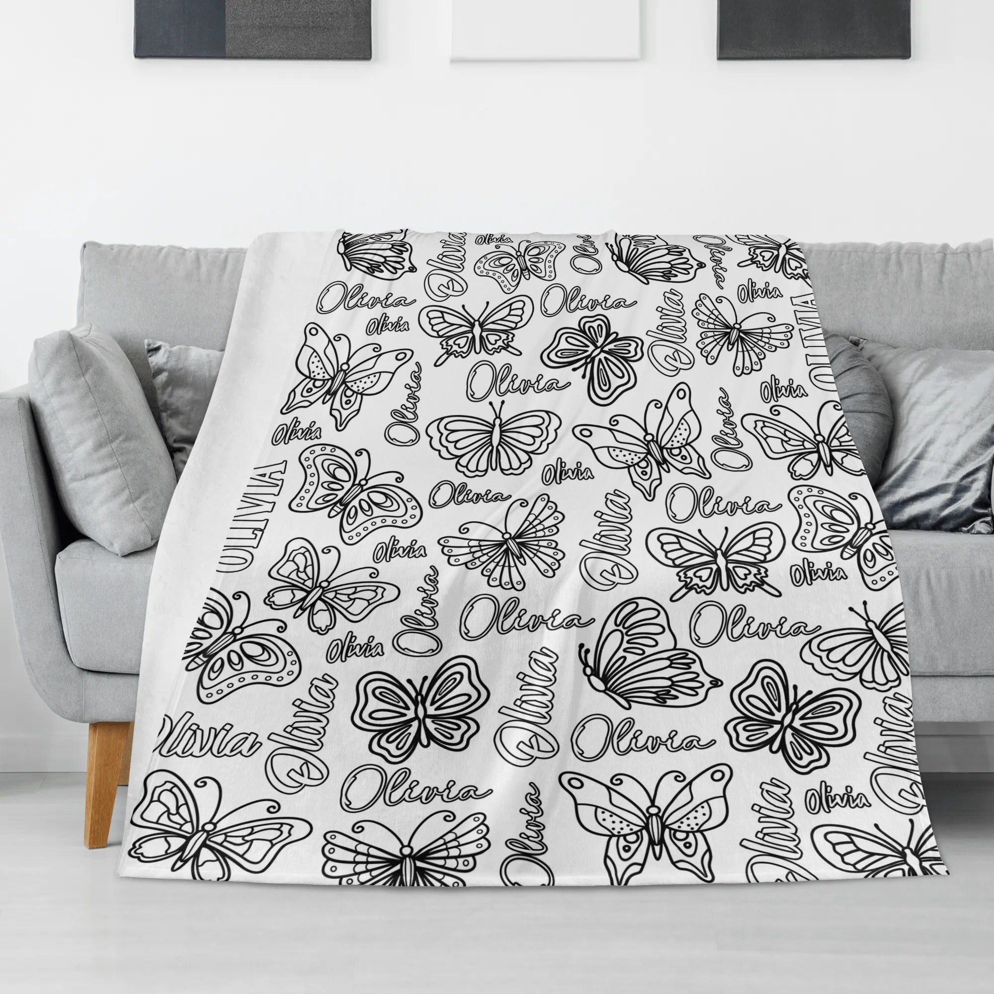 Personalized Butterfly Girls Doodle Blankets??- Gift for Kids