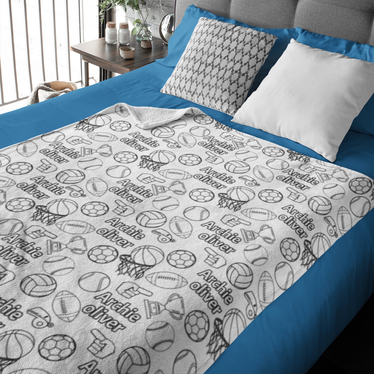 Personalized Cartoon Sports Coloring Blanket??- Gift For Kids