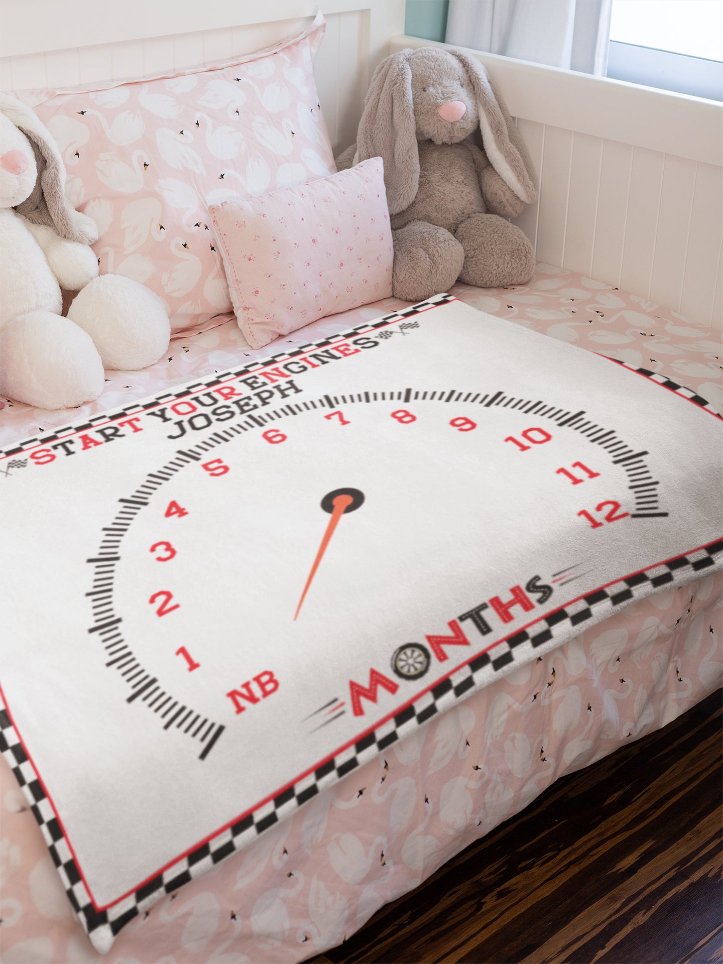 Personalized Newborn Milestone Baby Name Blanket - Gift for Baby