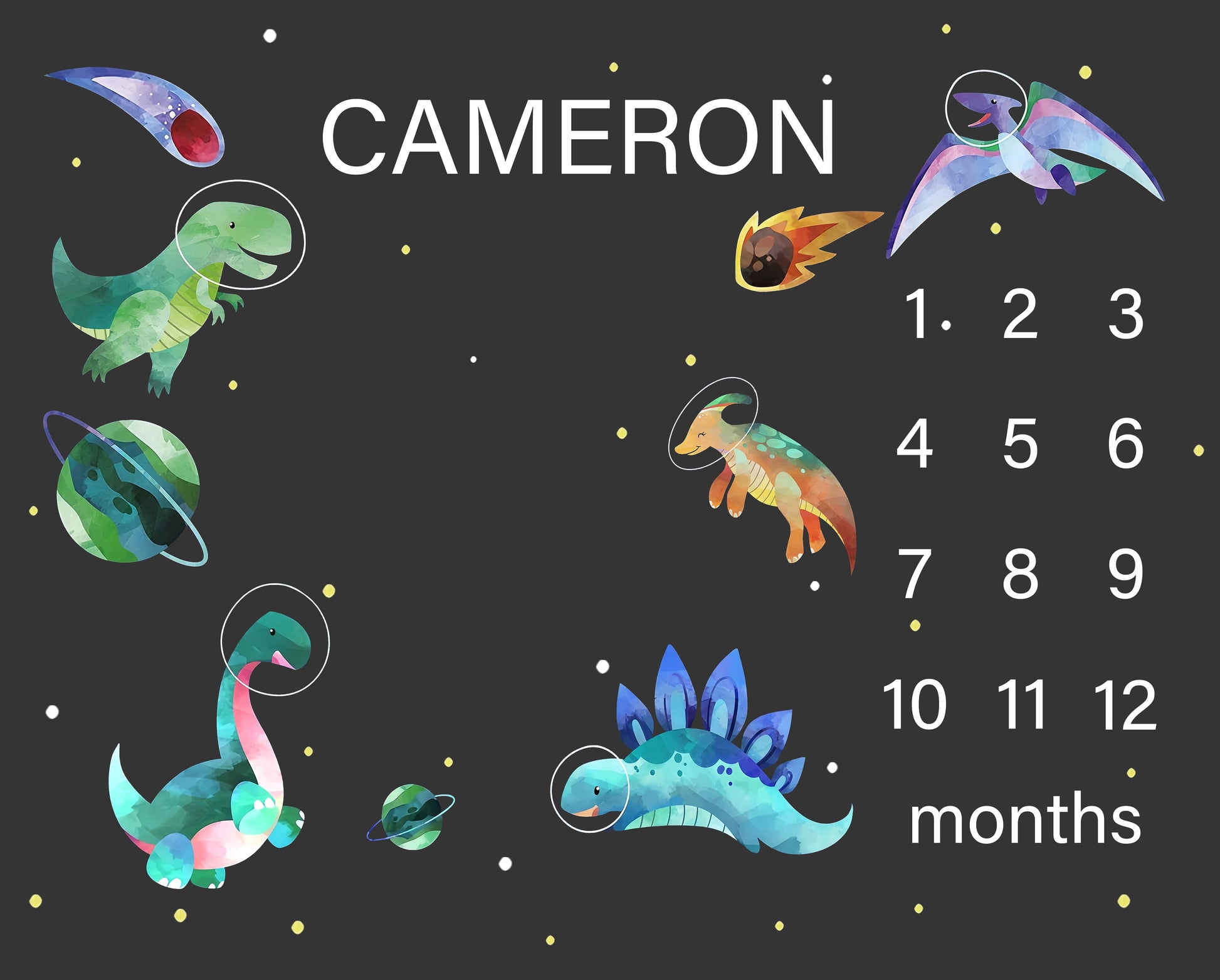 Personalized Space dinosaurs Name Blanket - Gift for Baby