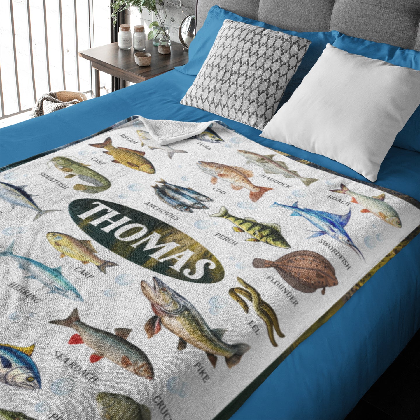 Personalised Fish Collection Boy Name Blanket - Gift for Kids