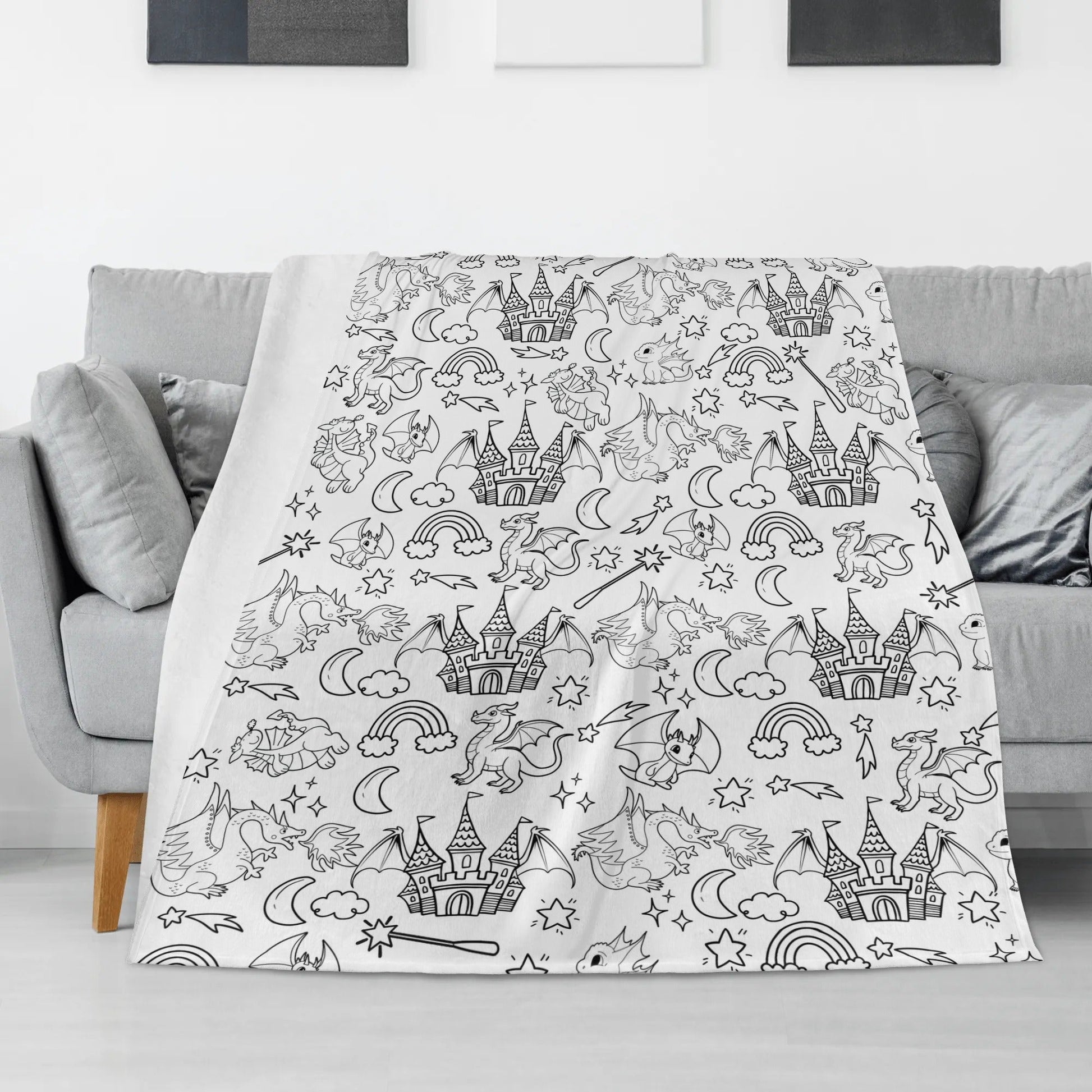 Dragon Girl Coloring Blanket??- Gift for Kids