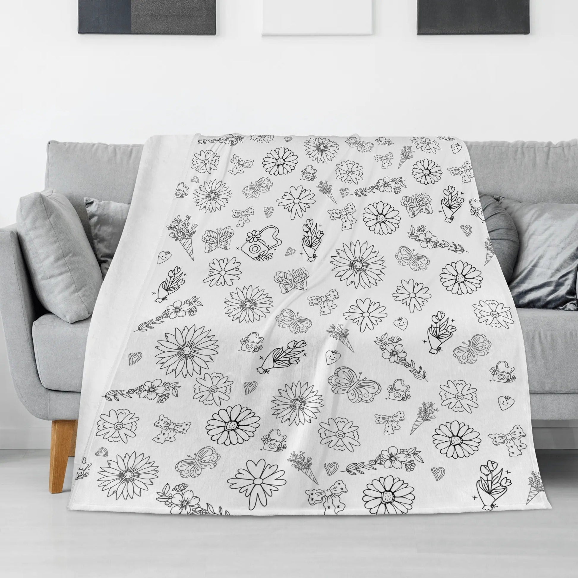 Children's Coloring Flower And Plant Blanket??- Gifts for Kids
