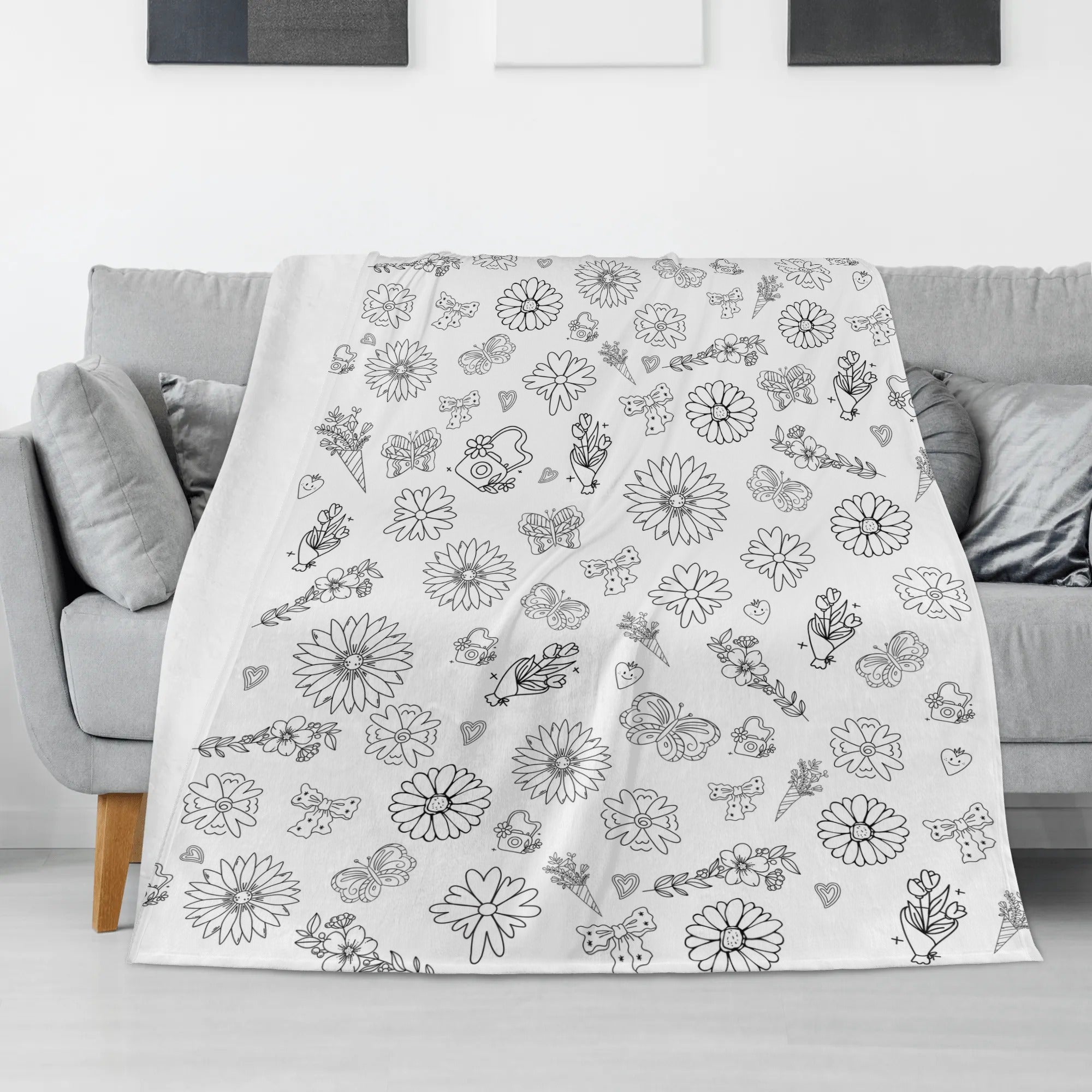 Children's Coloring Flower And Plant Blanket??- Gifts for Kids
