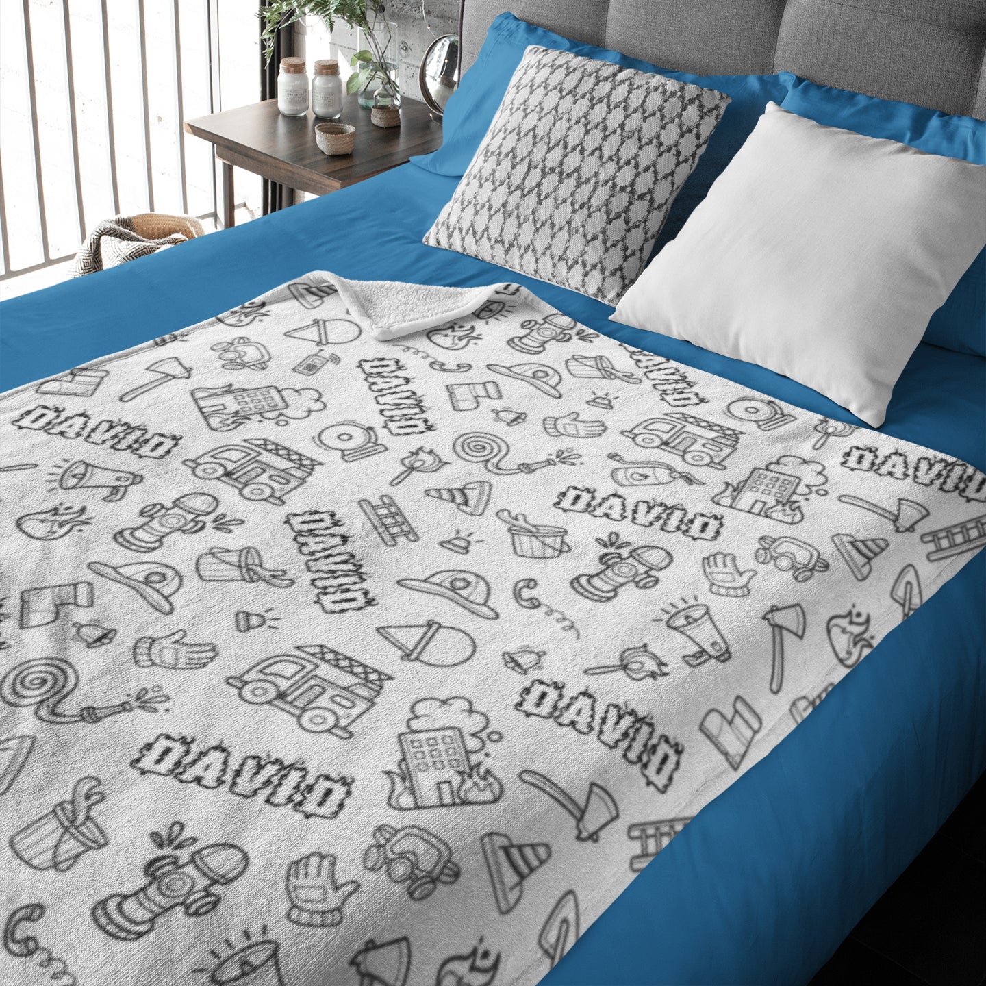 Personalized Firefighter Doodle Blanket??- Gift for Kids