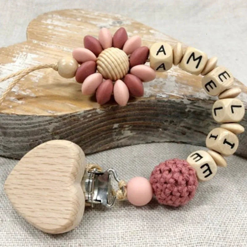 Customized Name Baby Pacifier Clip – Silicone Beads Teether Toy, Dummy Holder with Russian & English Name, Perfect Baby Gift