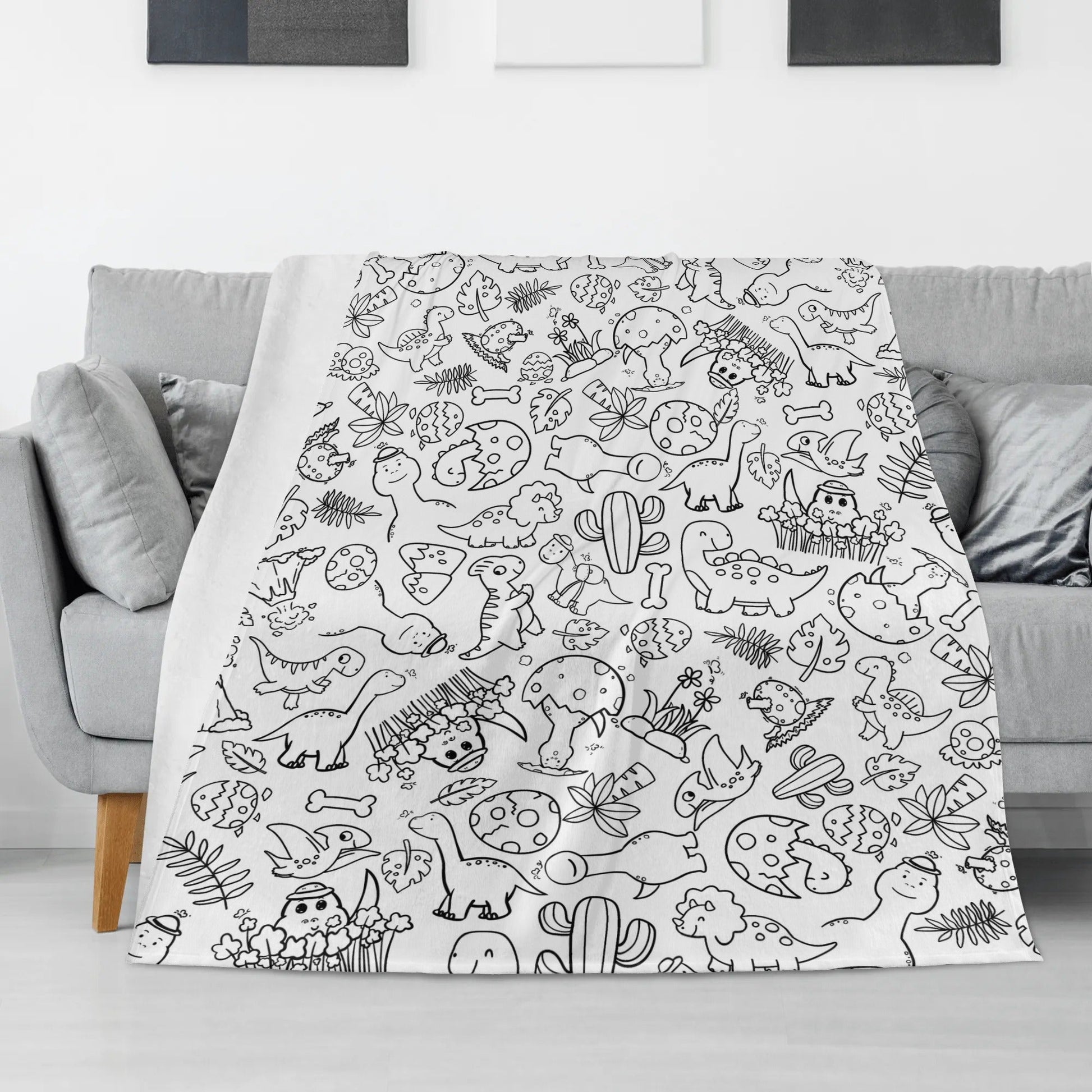Cute Dinosaur Coloring Blanket??- Gift for Kids