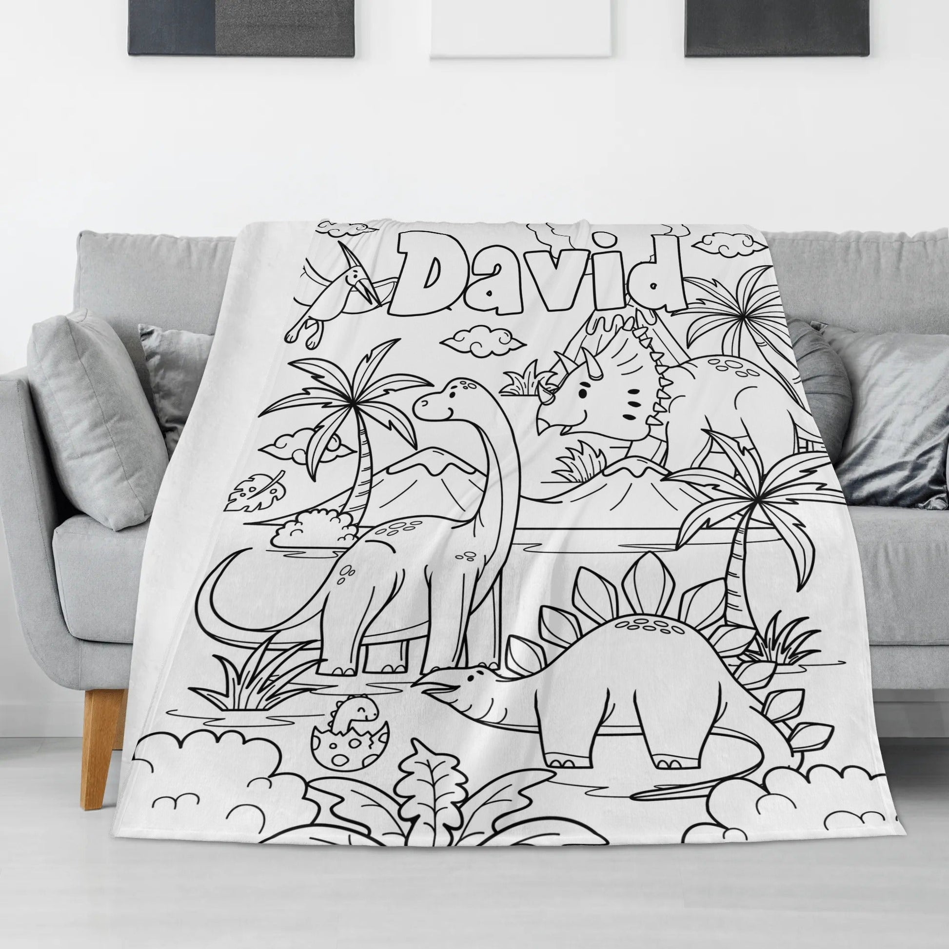 Personalized Cute Dinosaurs Doodle Blankets??- Gift for Kids