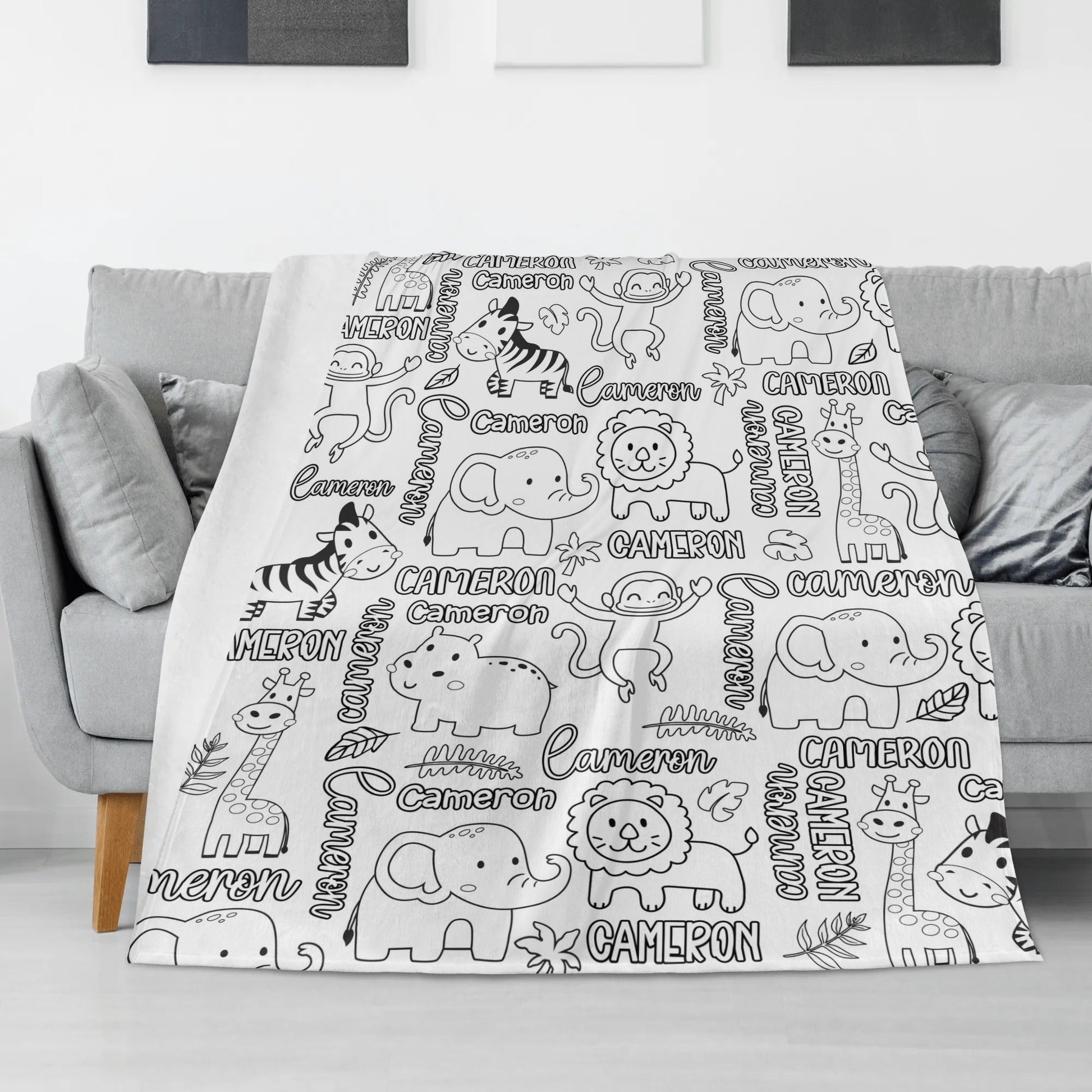 Personalized Cute Animal Doodle Blankets??- Gift for Kids
