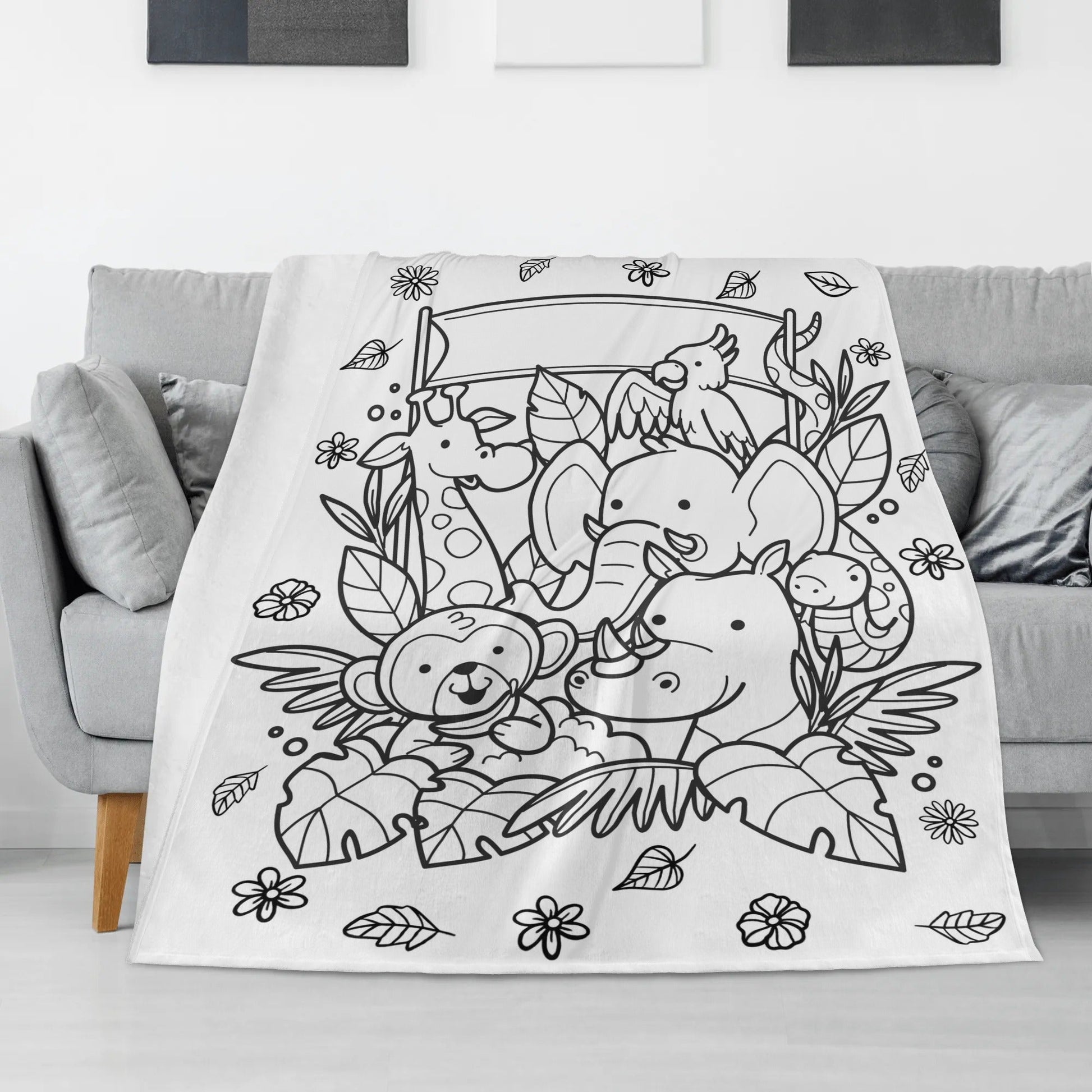 Personalized Forest Animals Doodle Blanket??- Gift for Kids