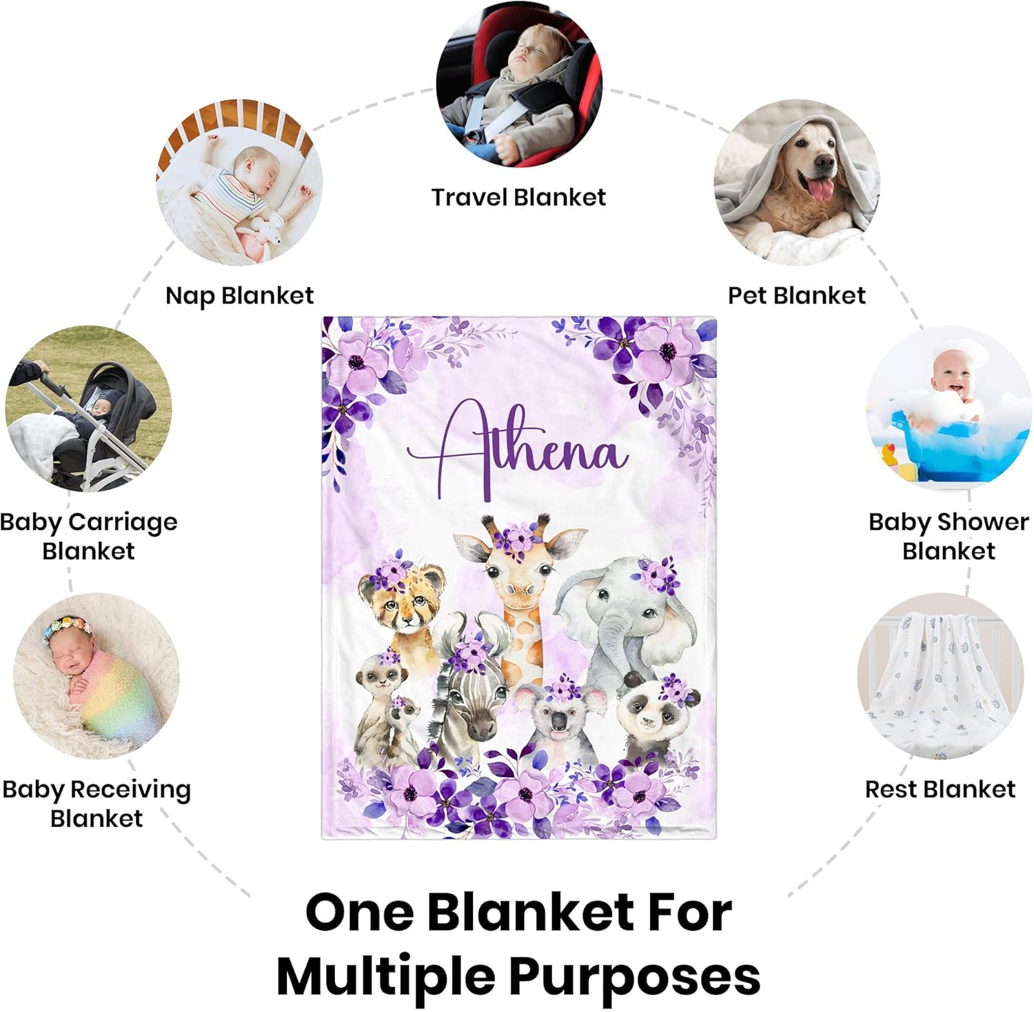 Personalized Baby Blanket for Girls, Custom Baby Blanket with Name, Customized Name Blankets for Kids