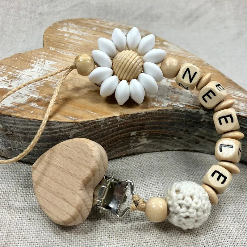 Customized Name Baby Pacifier Clip – Silicone Beads Teether Toy, Dummy Holder with Russian & English Name, Perfect Baby Gift