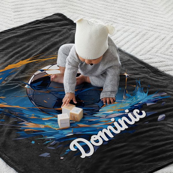 Personalized Football Throw Blanket – Custom Soft Black Blanket with Name, Cozy Sports Blanket for Kids, Football Lover Birthday Gift, Home Decor