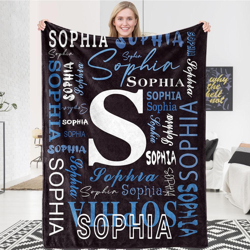 Custom Blanket for Baby, Kids, Adults, Personalized Baby Name Blanket, Blanket Gift for Boy, Girl, Nursery Blanket with Name, 1st Birthday Gift