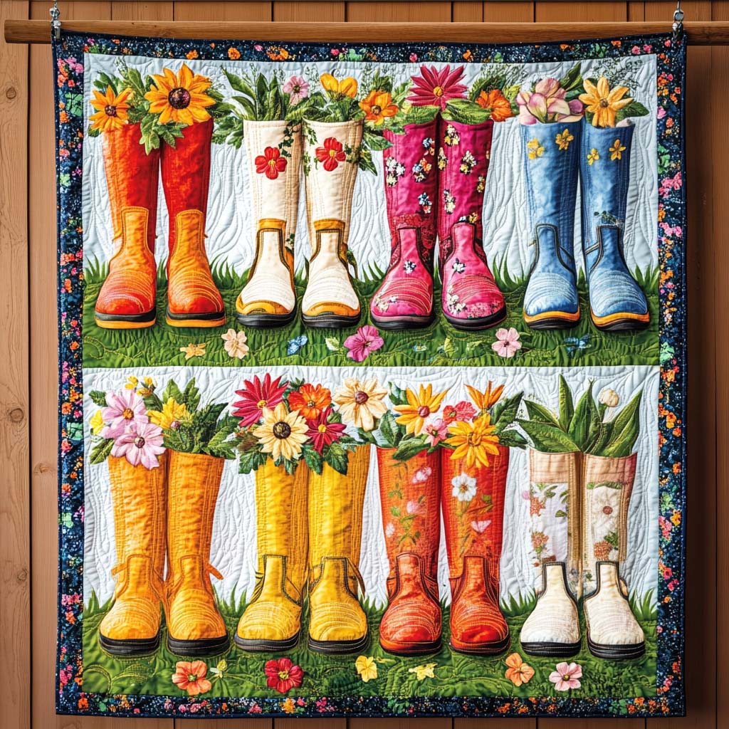Colorful Wellies Quilted Blanket NCU0NT1024