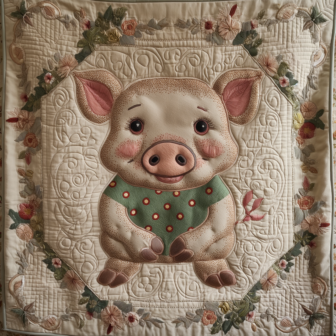 Floral Piggy Quilted Blanket NCU0TL273