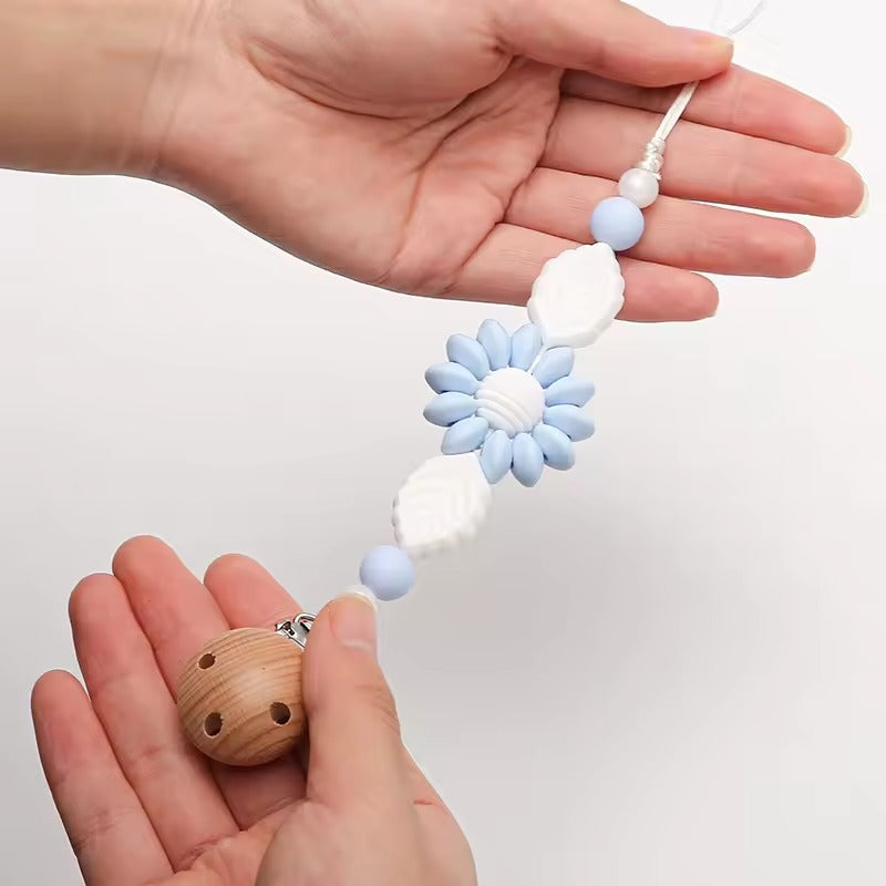 Handmade Baby Pacifier Clip, Silicone Teething Chain, Dummy Nipple Holder, Baby Shower Gift, Cute Newborn Accessory for Boys & Girls