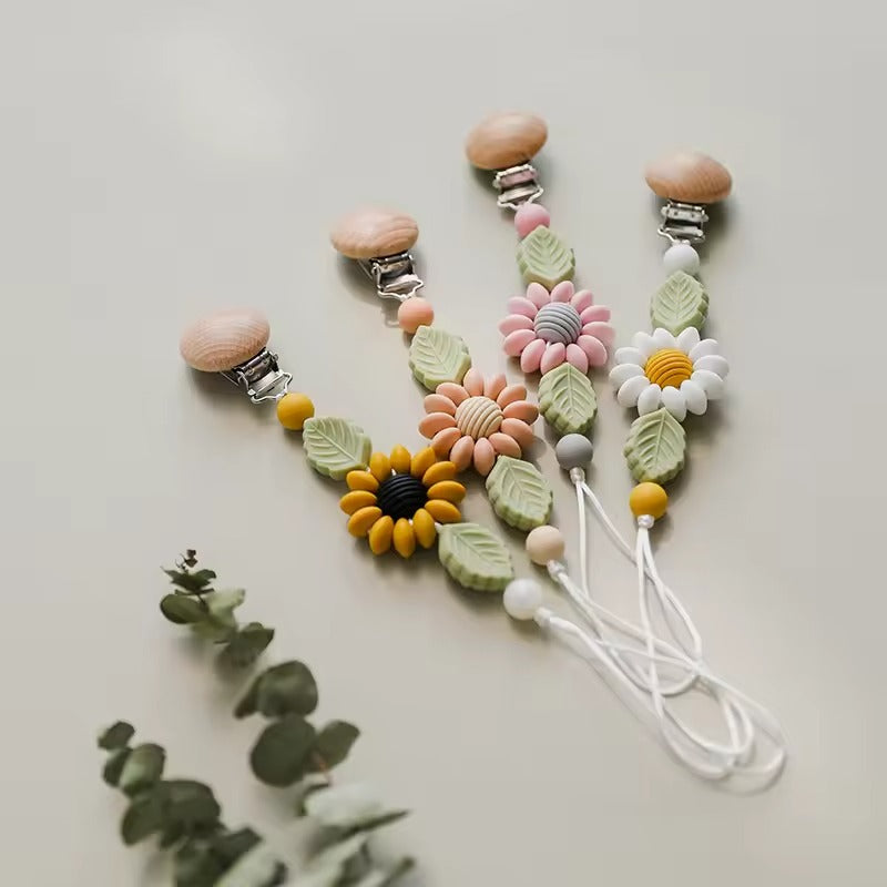 Handmade Baby Pacifier Clip, Silicone Teething Chain, Dummy Nipple Holder, Baby Shower Gift, Cute Newborn Accessory for Boys & Girls