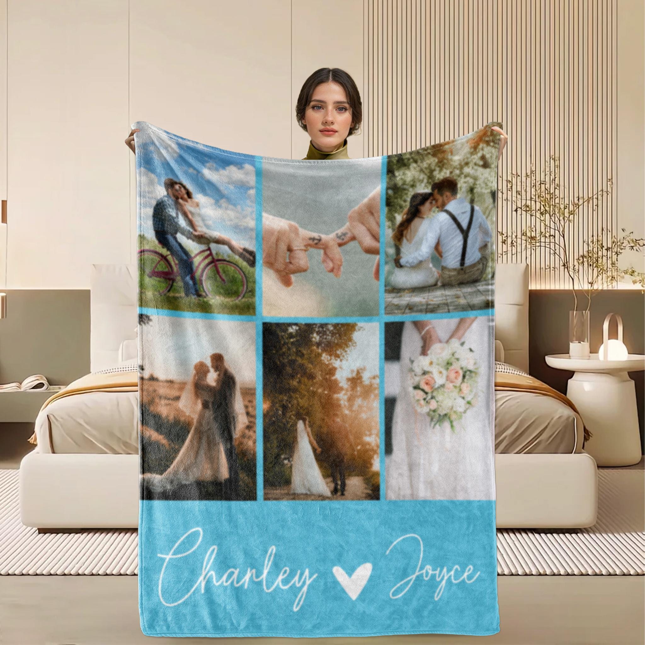 Personalized Photo Blanket, Custom Blanket with Text, Memorial Gift Blanket, Anniversary Gift, Couples Gift, Gift for Her, Christmas Gift Idea