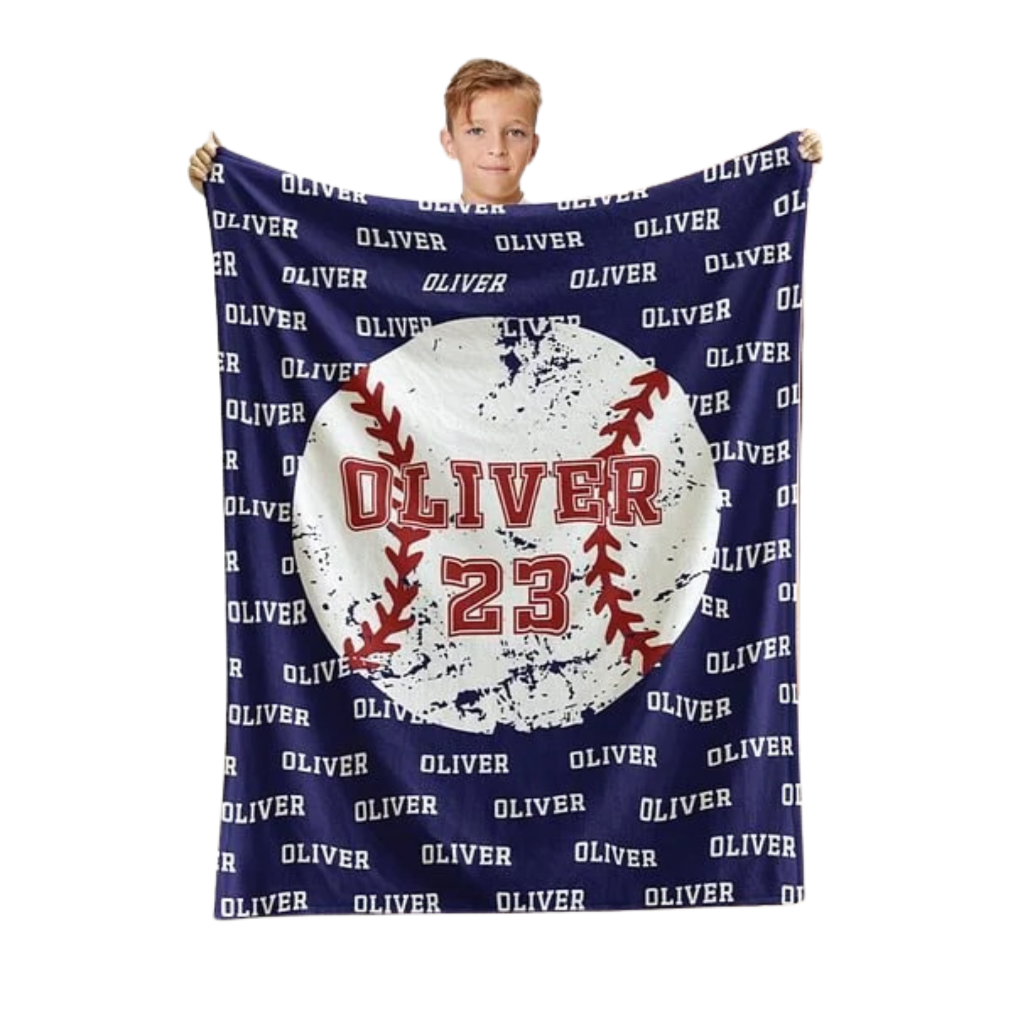 Personalized Sports Blanket with Name & Number – Basketball, Football, Baseball, Soccer Theme Throw – Custom Gift for Athletes, Kids, Team Fans & Birthdays