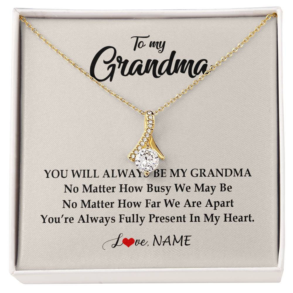 Personalized Grandma Necklace From Grandkids Granddaughter Grandson You're Always In My Heart Grandma Birthday Mothers Day Customized Gift Box Message Card