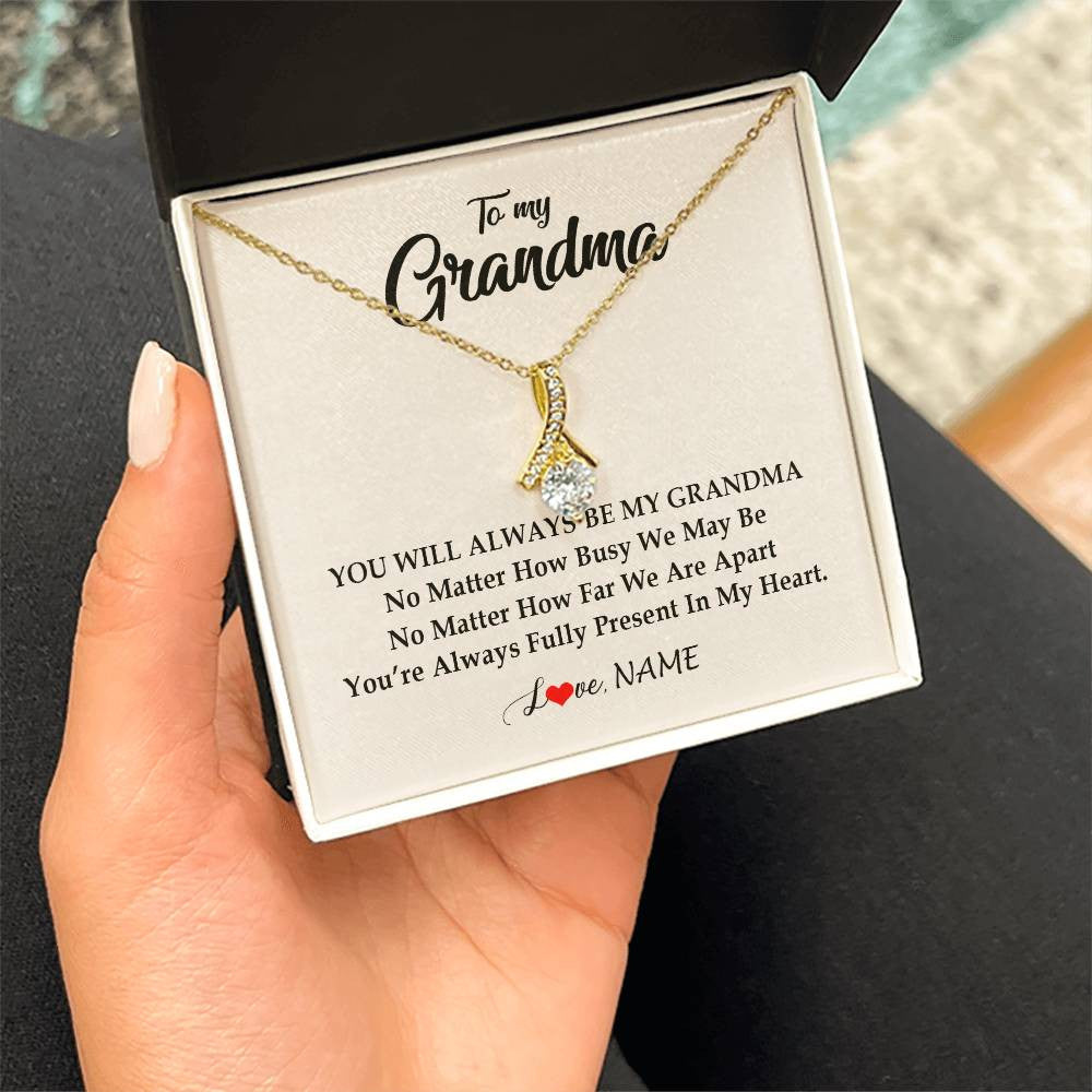 Personalized Grandma Necklace From Grandkids Granddaughter Grandson You're Always In My Heart Grandma Birthday Mothers Day Customized Gift Box Message Card