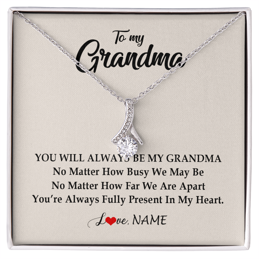 Personalized Grandma Necklace From Grandkids Granddaughter Grandson You're Always In My Heart Grandma Birthday Mothers Day Customized Gift Box Message Card
