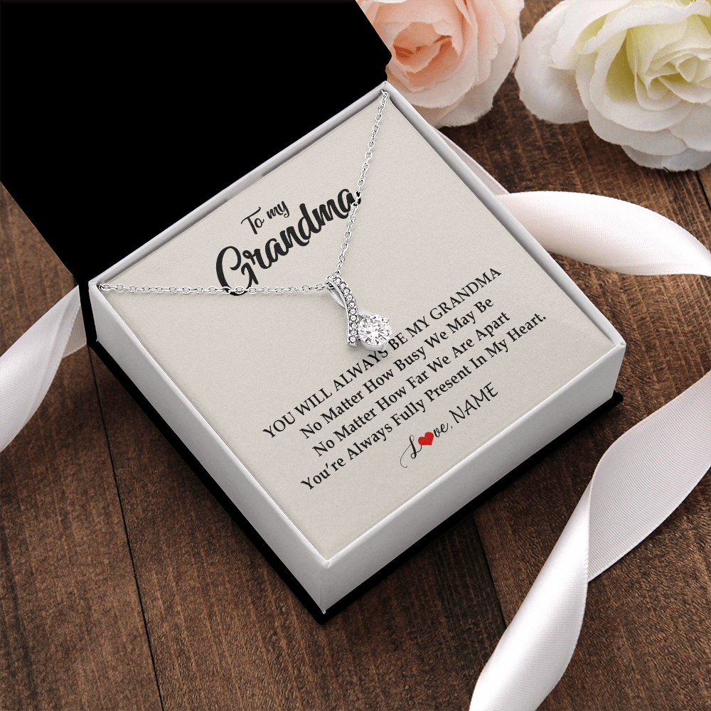 Personalized Grandma Necklace From Grandkids Granddaughter Grandson You're Always In My Heart Grandma Birthday Mothers Day Customized Gift Box Message Card