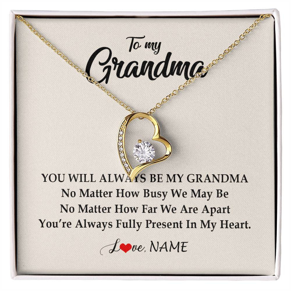 Personalized Grandma Necklace From Grandkids Granddaughter Grandson You're Always In My Heart Grandma Birthday Mothers Day Customized Gift Box Message Card
