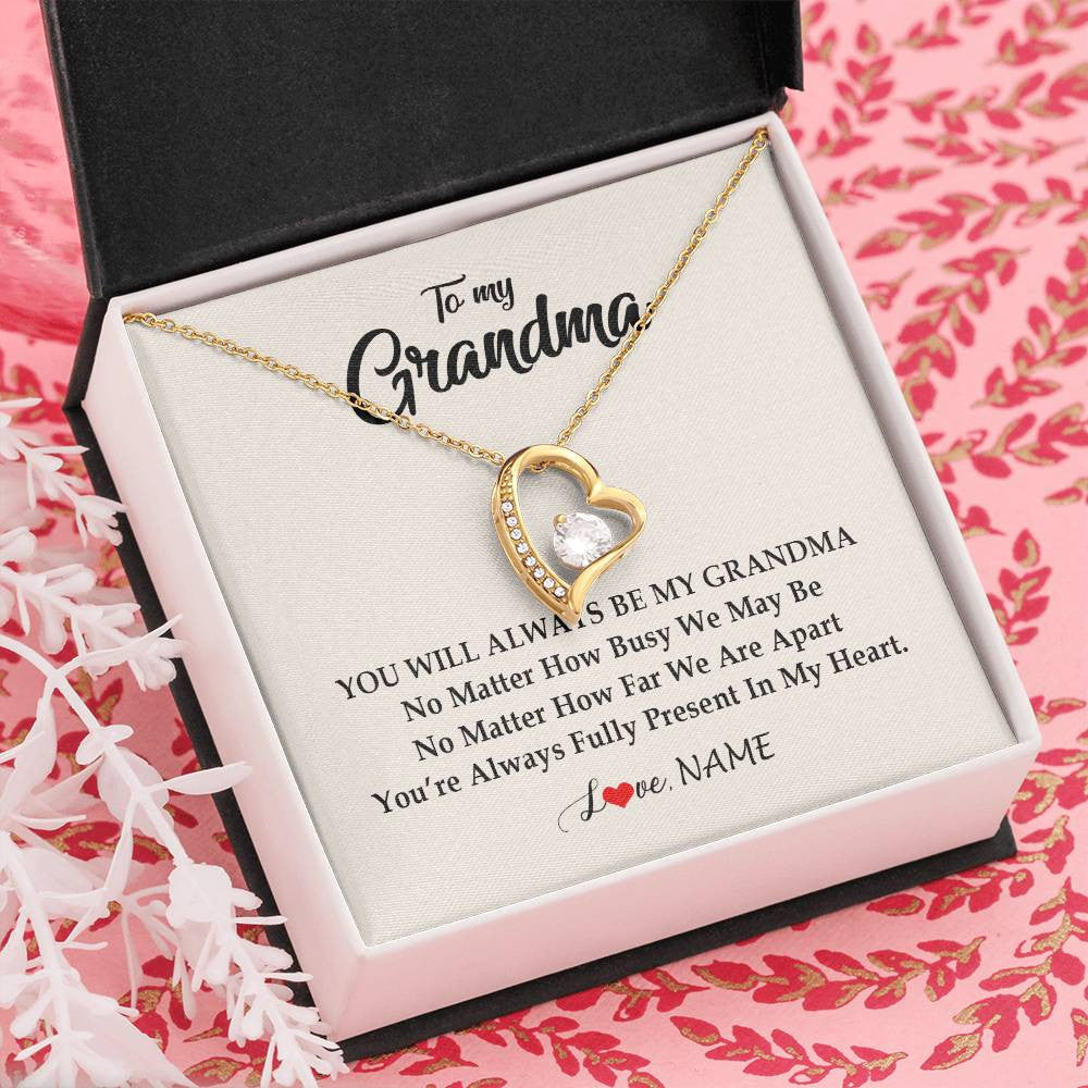 Personalized Grandma Necklace From Grandkids Granddaughter Grandson You're Always In My Heart Grandma Birthday Mothers Day Customized Gift Box Message Card