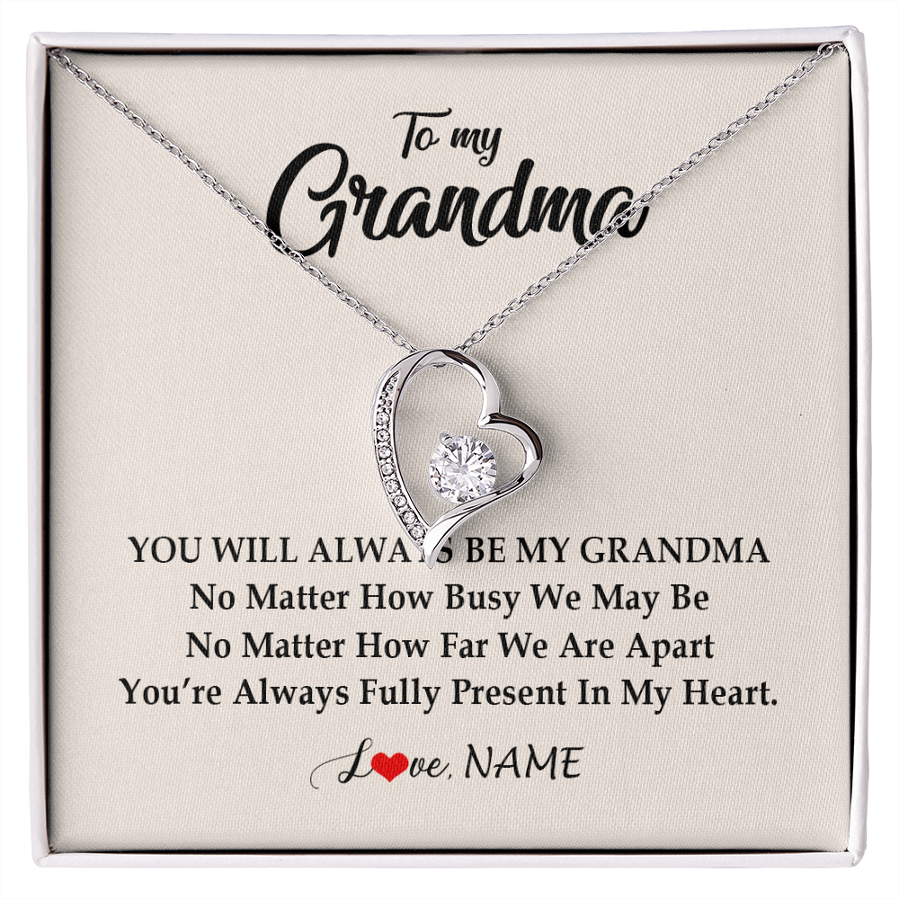 Personalized Grandma Necklace From Grandkids Granddaughter Grandson You're Always In My Heart Grandma Birthday Mothers Day Customized Gift Box Message Card